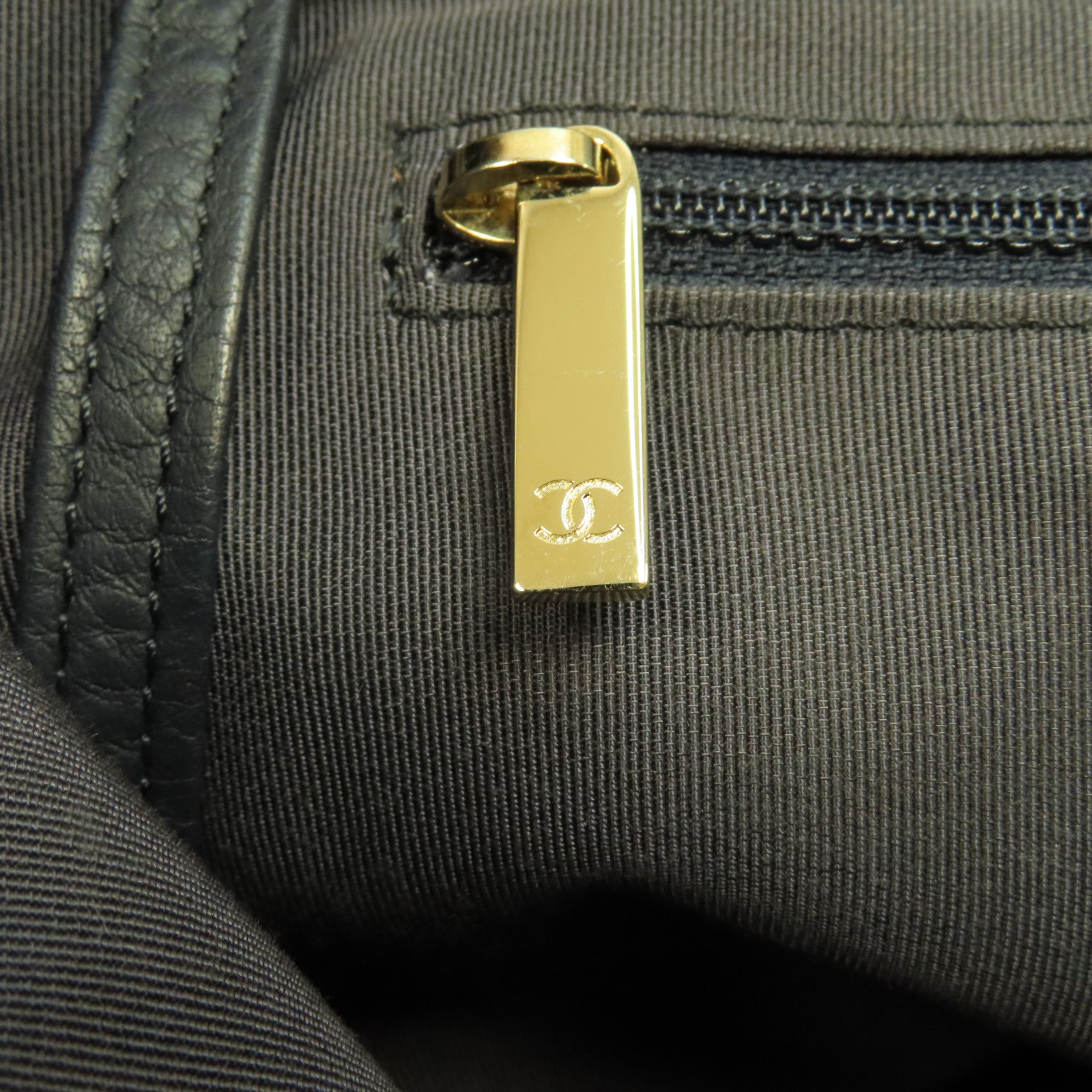 CHANEL 菱格牛皮皮革Shopping Tote銀扣手挽肩背兩用袋深藍色