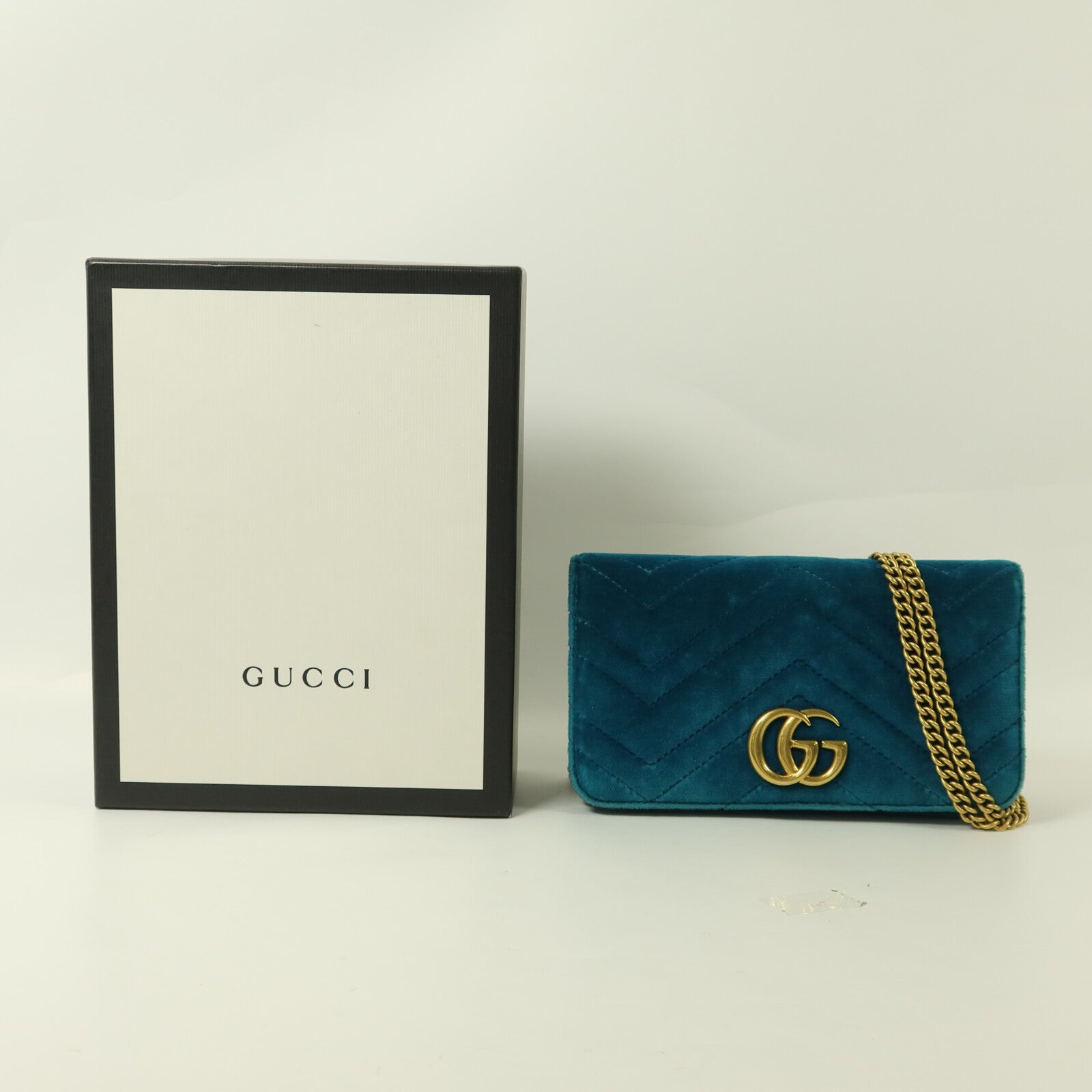 GUCCI 【激減優惠】絨布GG Marmont鏈帶肩背袋