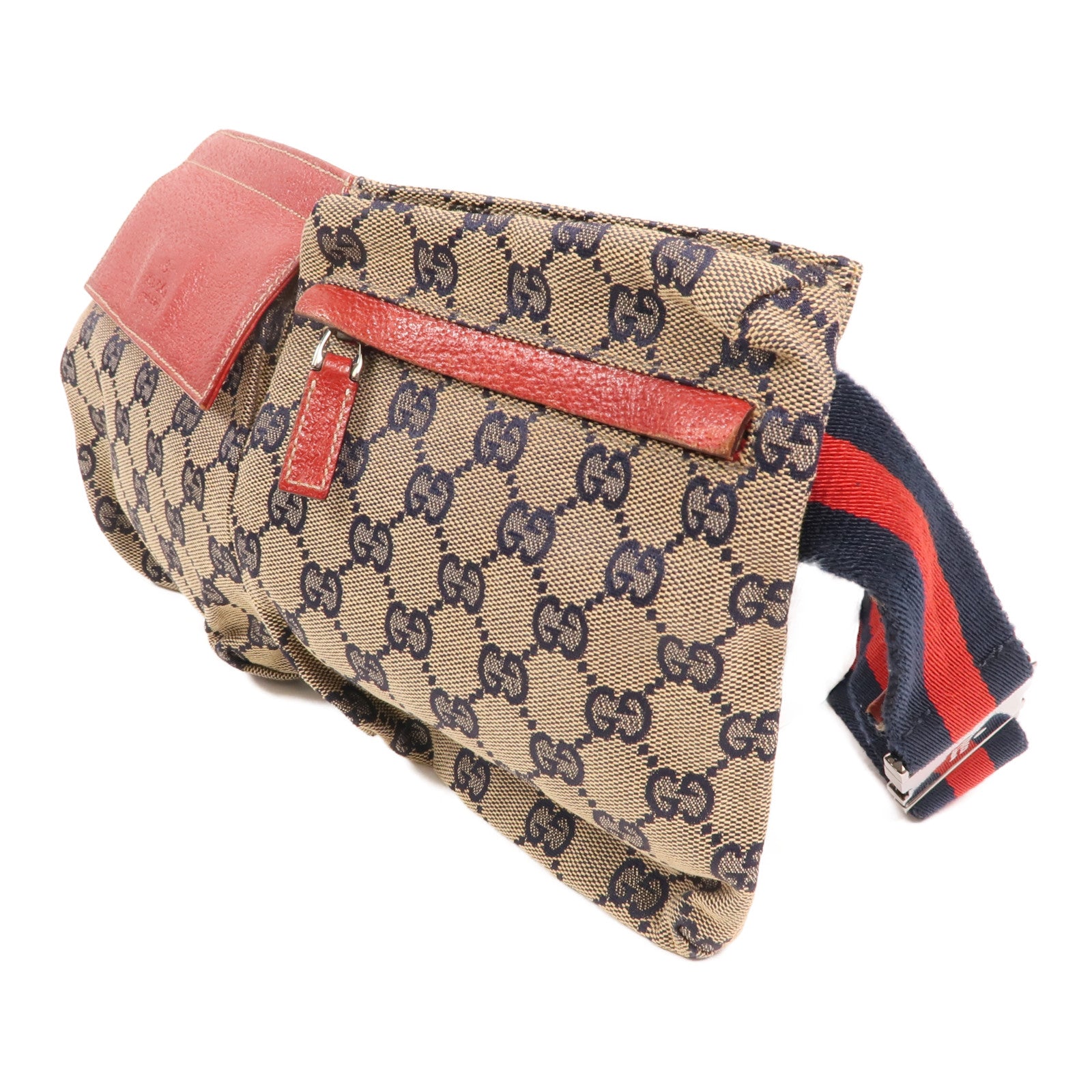 GUCCI GG帆布GG Waist Bag銀扣腰包