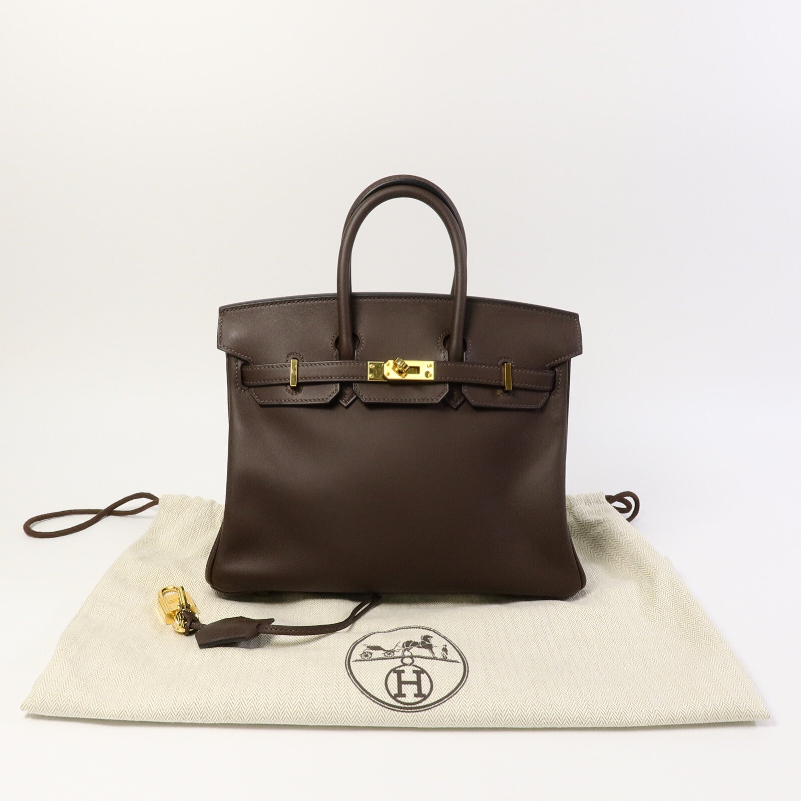 HERMES Swift皮革Birkin 25手挽袋Chocolat