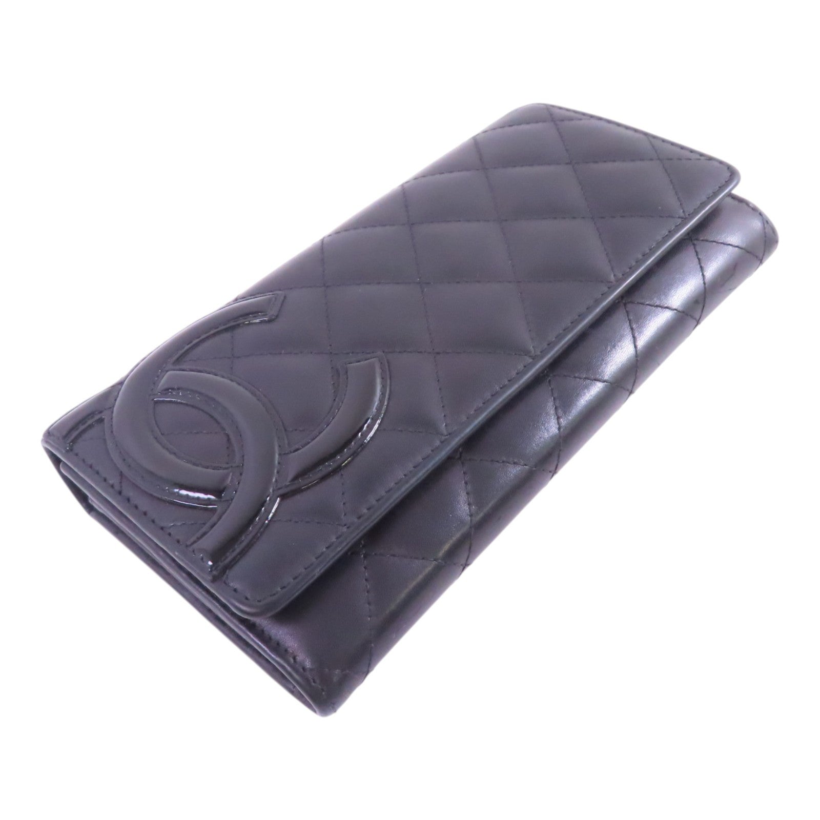 CHANEL 牛皮皮革Cambon Long Wallet銀扣長錢包