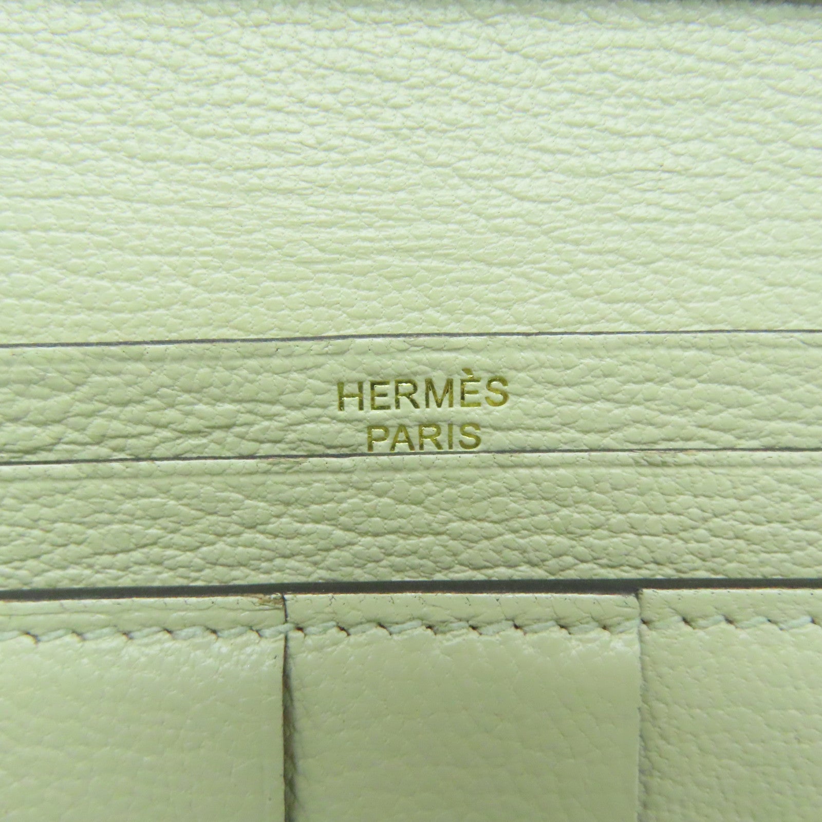 HERMES 驼鸟皮革Bearn W Snap金扣长钱包羊皮纸白色