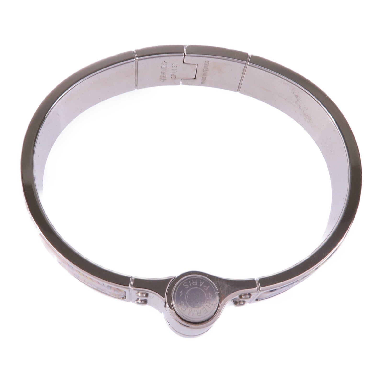 HERMES 金屬/琺瑯Hinged Bracelet銀扣手鐲
