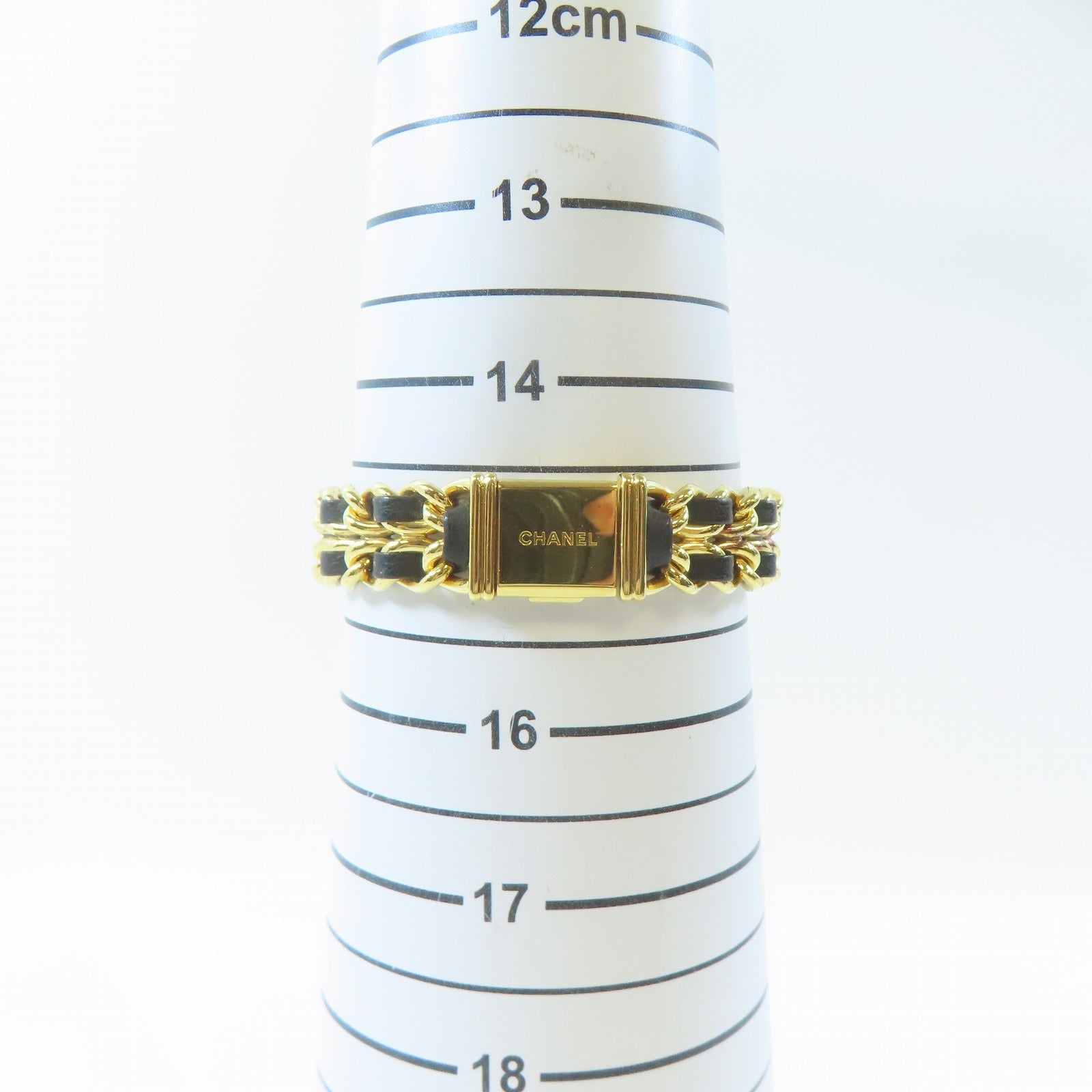 CHANEL Premiere M鍍金/皮革手錶石英機芯黑色#15cm