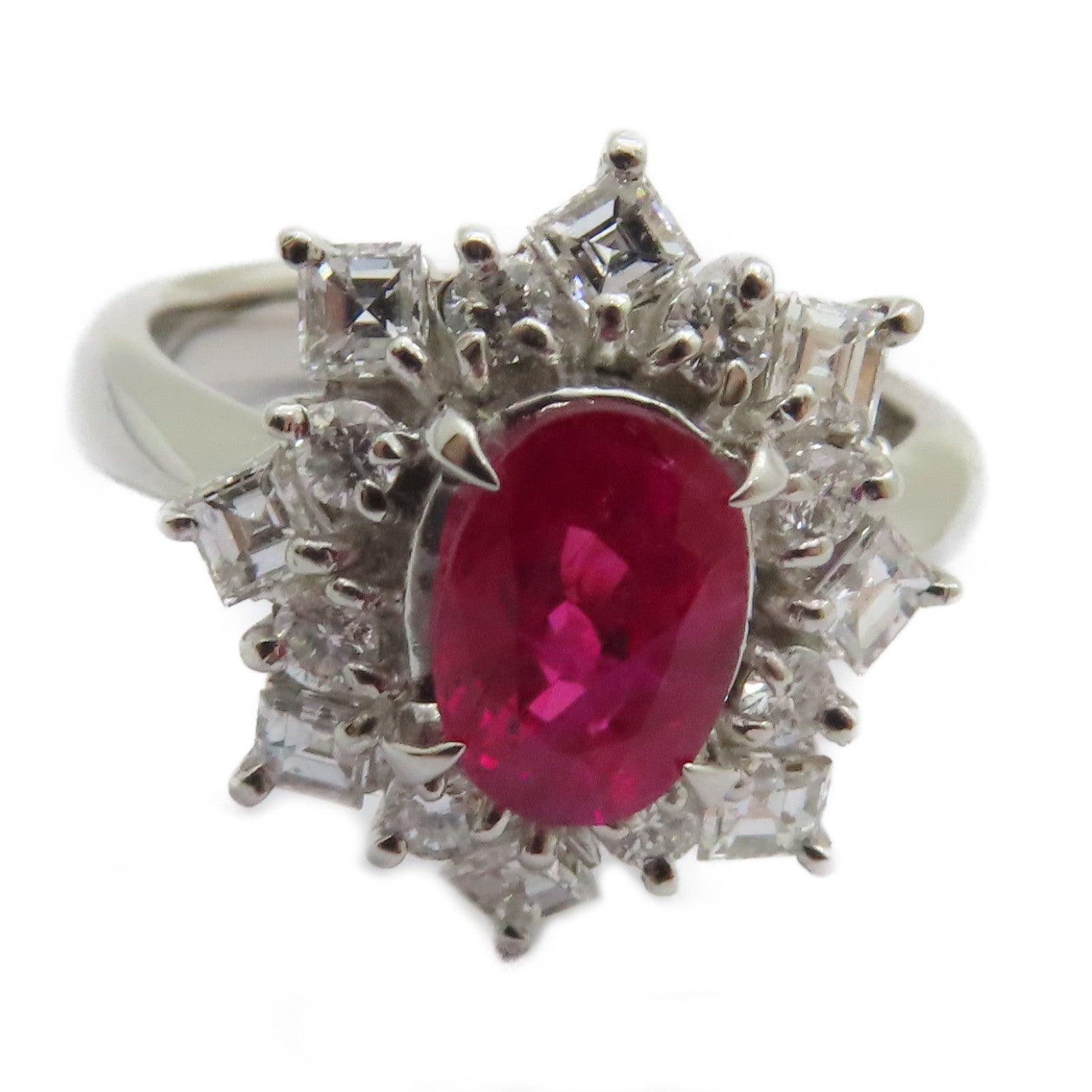 JEWELRY 【激減優惠】PT900鉑金Ruby Diamond Ring 1.27ct紅寶石/0.75ct鑽石戒指US#5.75