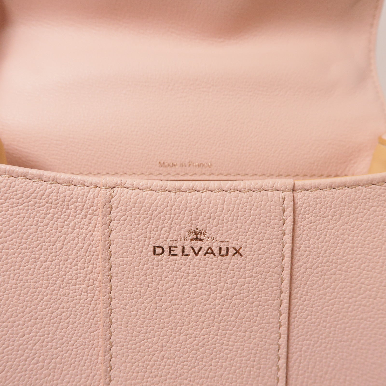 Delvaux 牛皮皮革Mini Brillant金扣手挽肩背兩用袋粉紅色