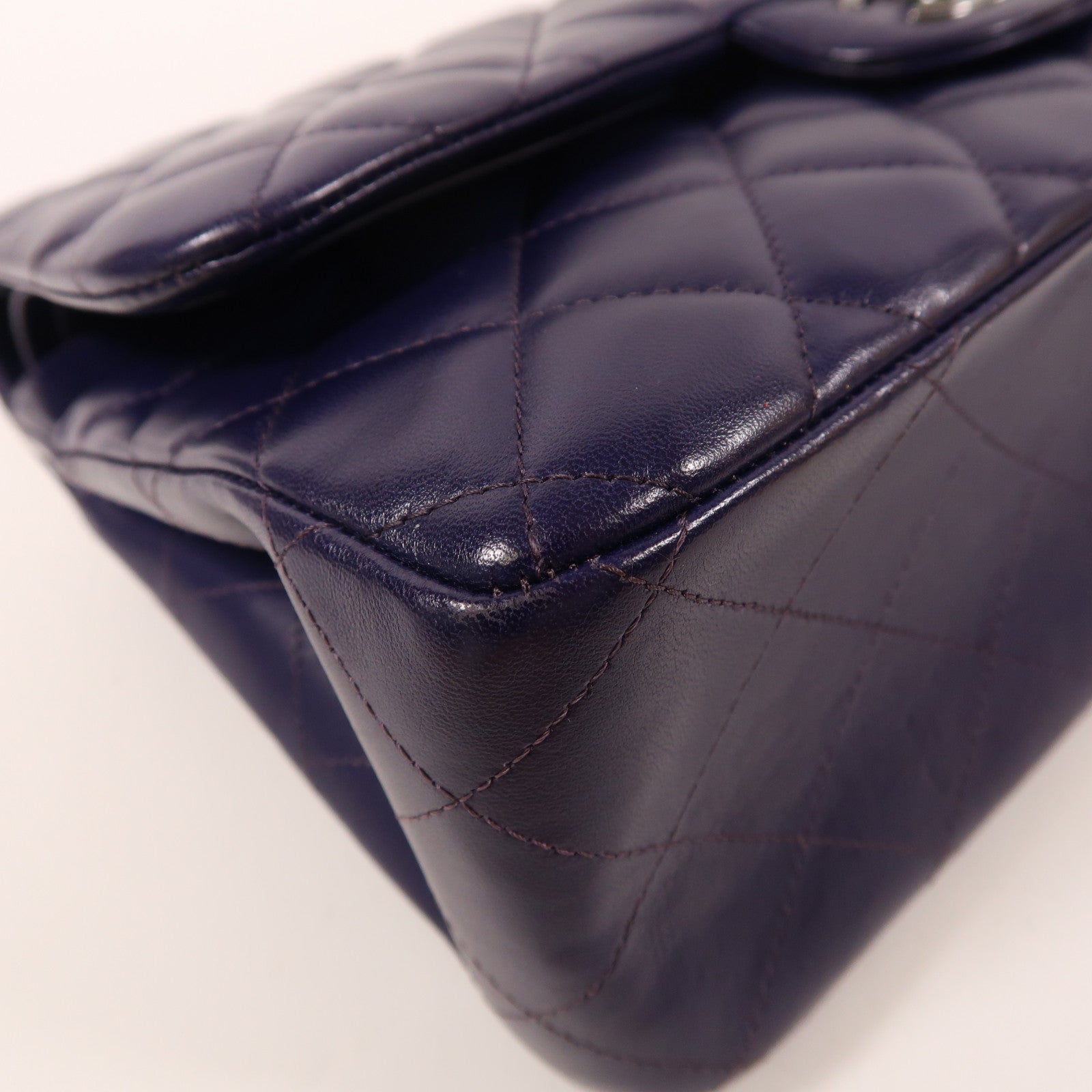 CHANEL 【激減優惠】羊皮皮革Chain Shoulder銀扣鏈帶肩背袋紫色