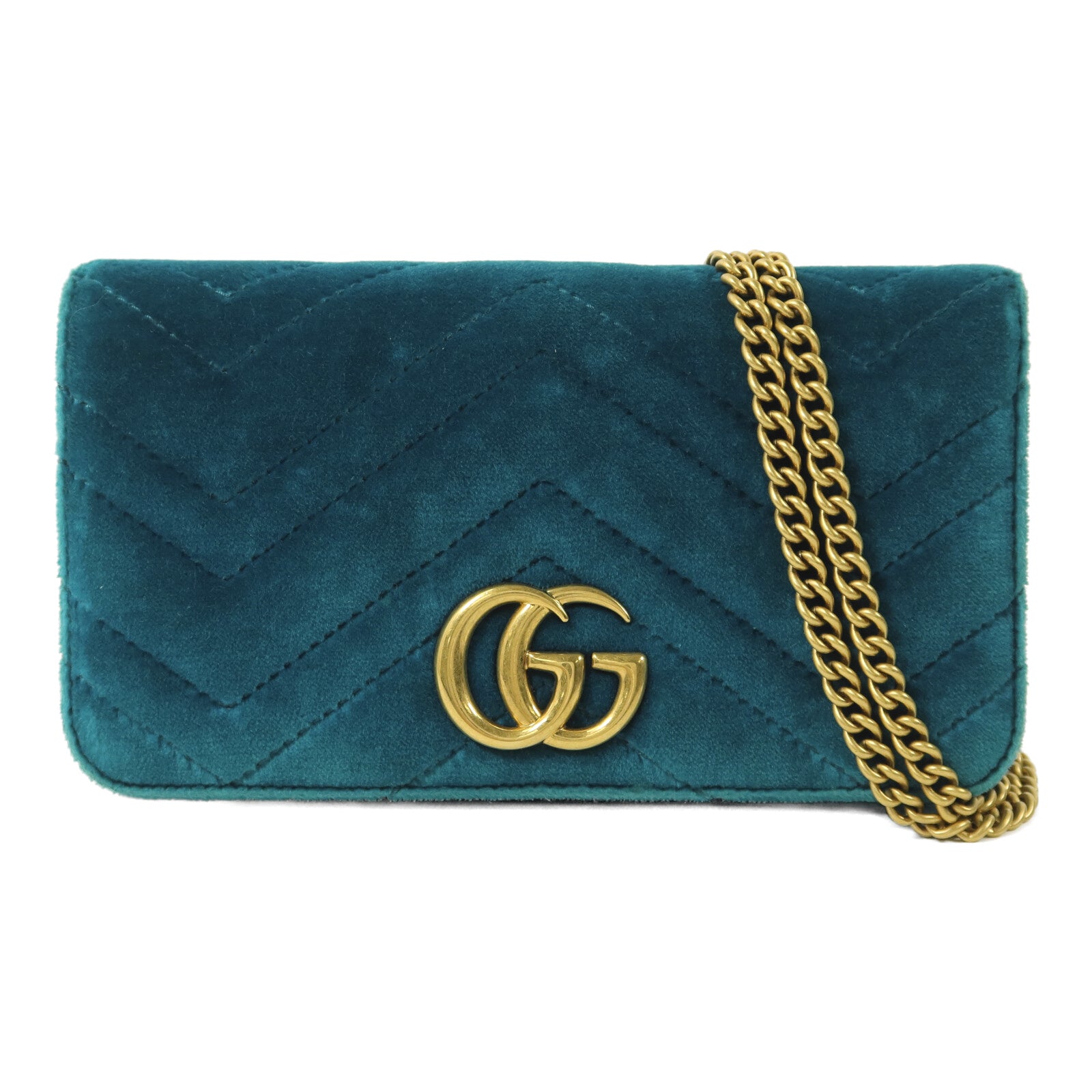GUCCI 【激減優惠】絨布GG Marmont鏈帶肩背袋