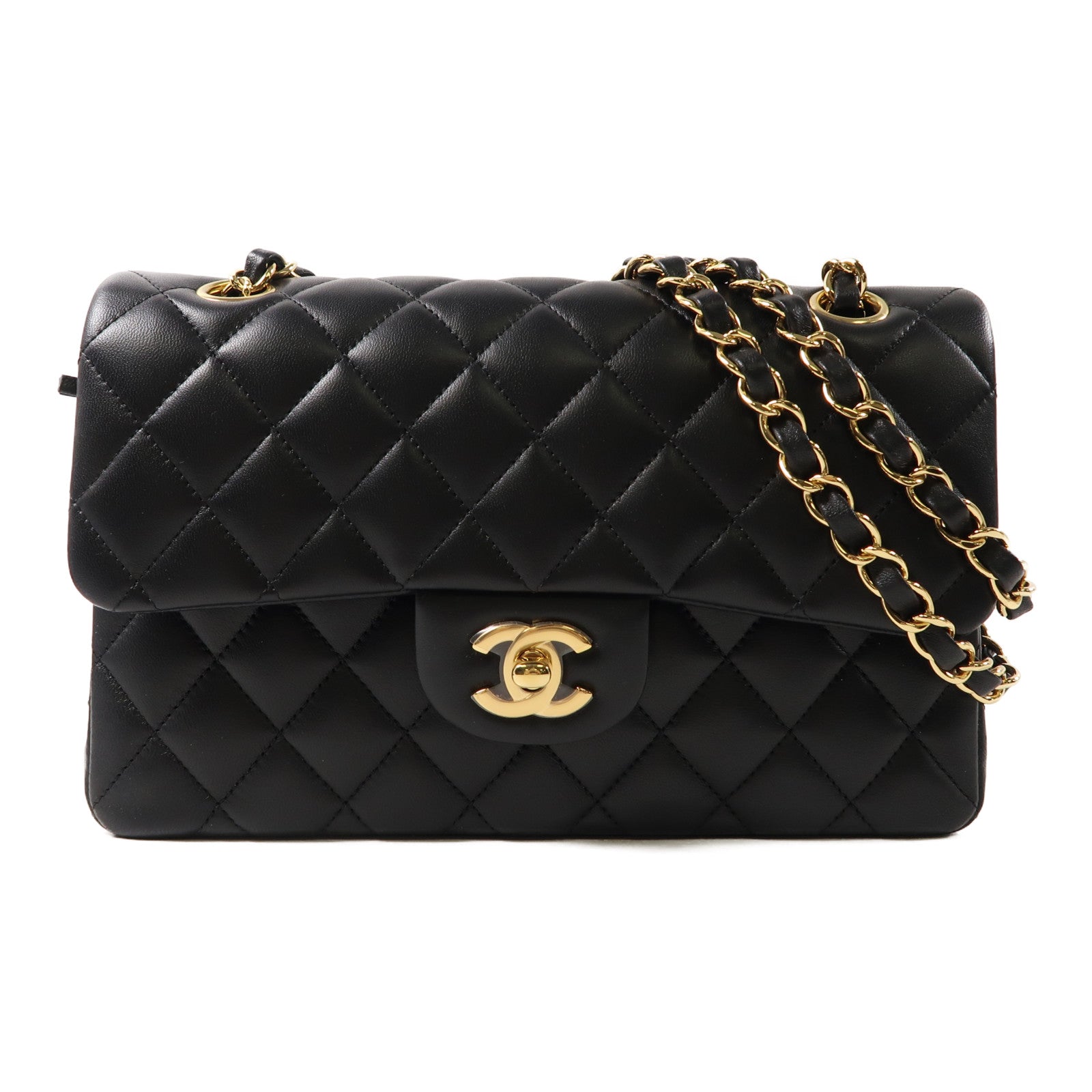 CHANEL 【激減優惠】菱格羊皮皮革Chain Shoulder金扣鏈帶肩背袋黑色