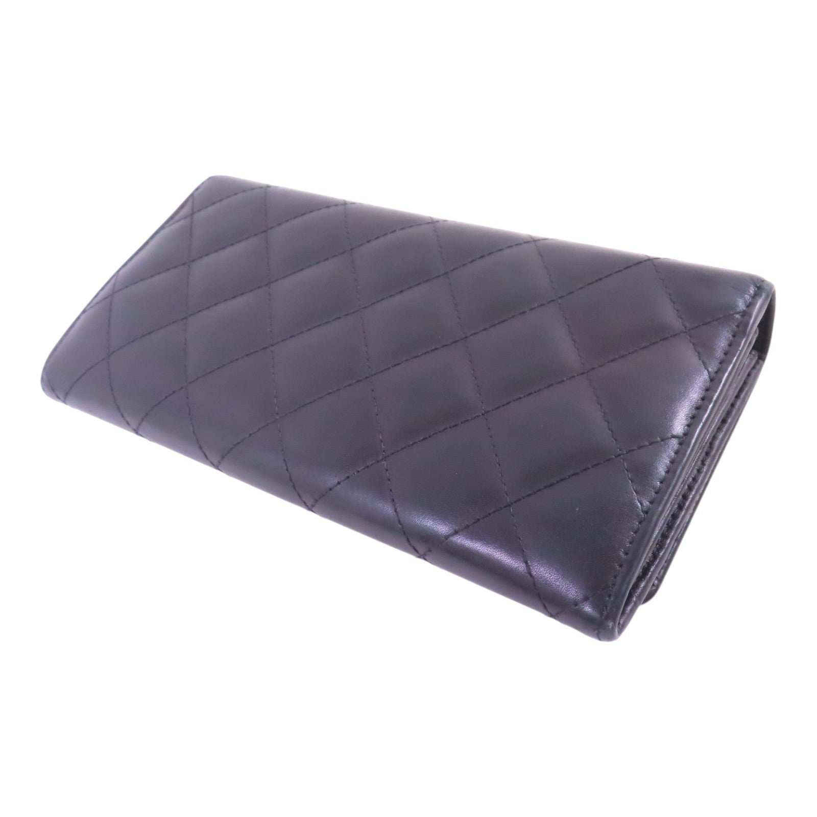CHANEL 牛皮皮革Cambon Long Wallet銀扣長錢包