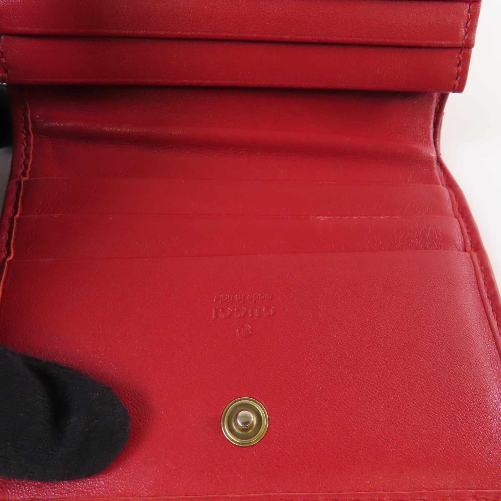GUCCI 【激減優惠】牛皮皮革GG Marmont bi-fold Mini Wallet金扣短錢包紅色