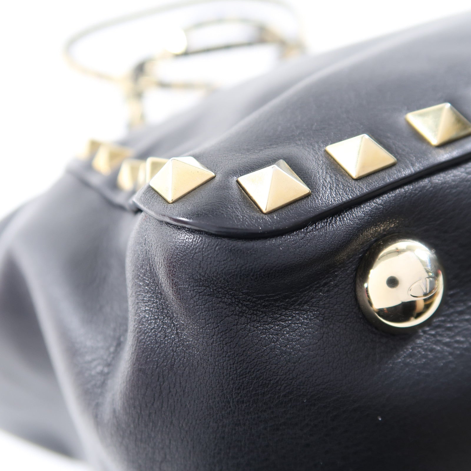 Valentino 牛皮皮革2 Way Shoulder金扣手挽肩背兩用袋黑色