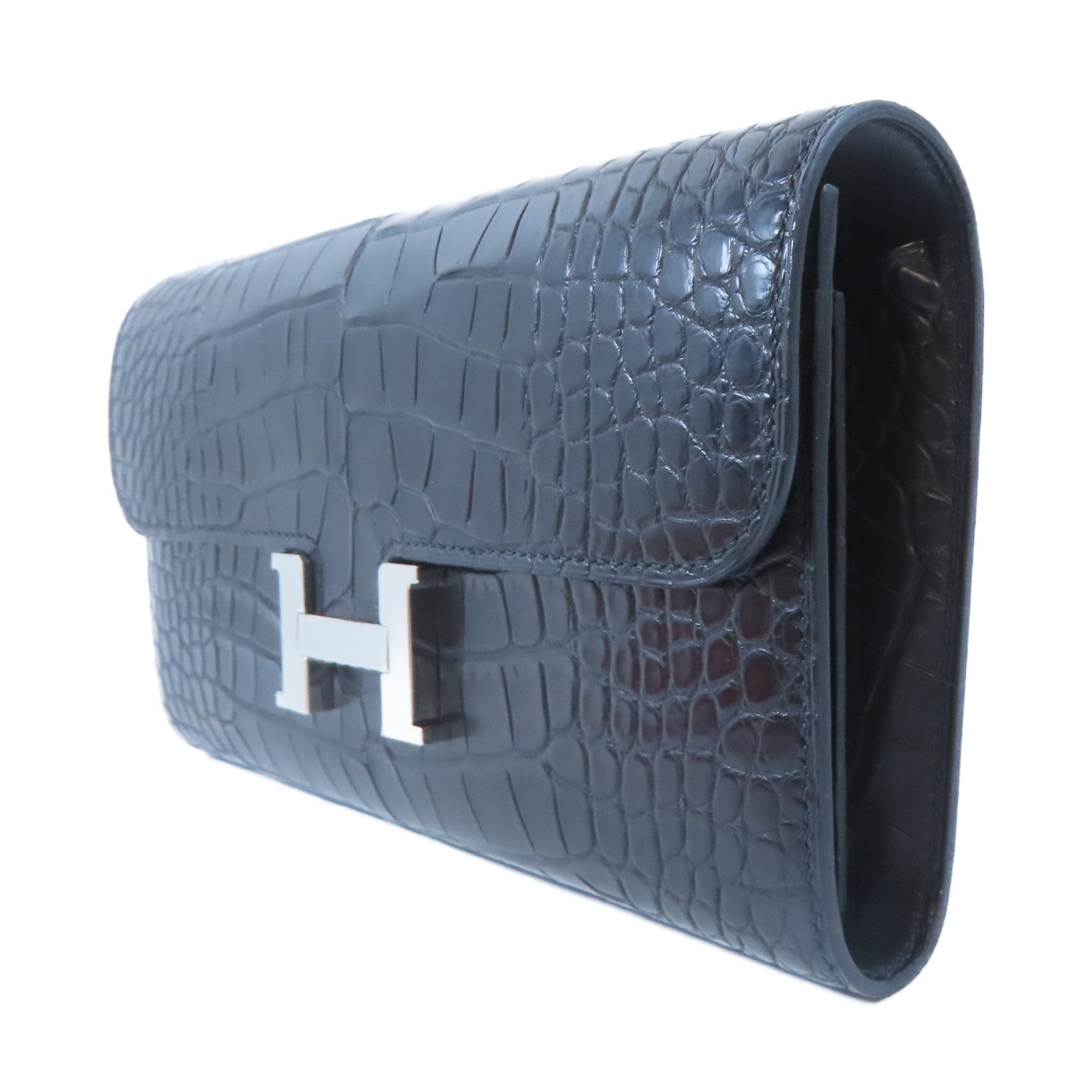 HERMES 【激減優惠】鱷魚皮革Constance To Go銀扣肩背袋黑色