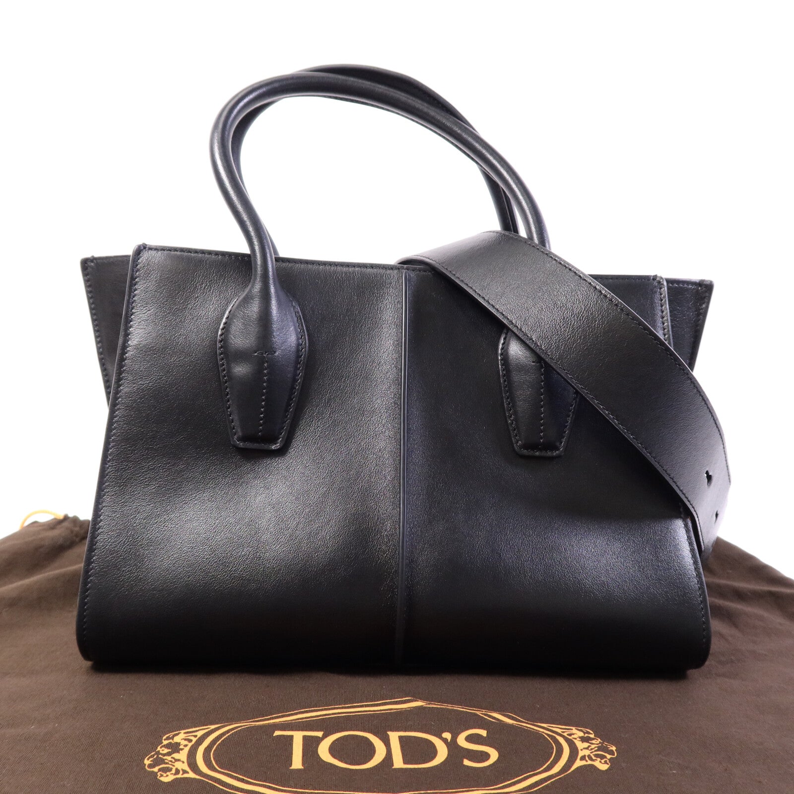 TOD'S 牛皮皮革2 Way Shoulder Bag銀扣肩背袋