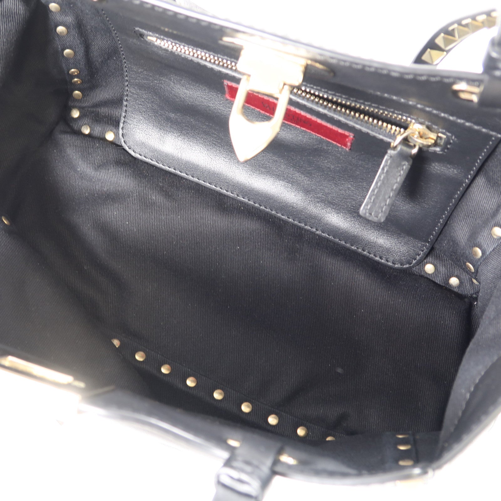 Valentino 牛皮皮革2 Way Shoulder金扣手挽肩背兩用袋黑色
