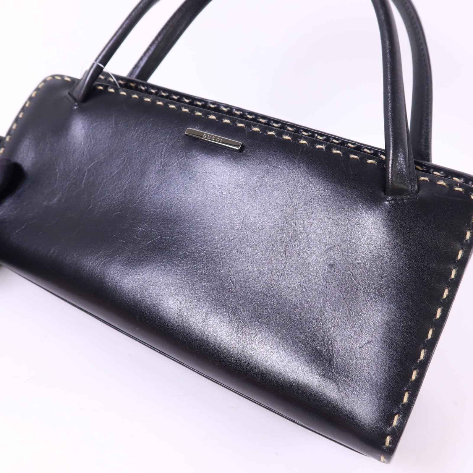 GUCCI 牛皮皮革Handbag銀扣手挽袋