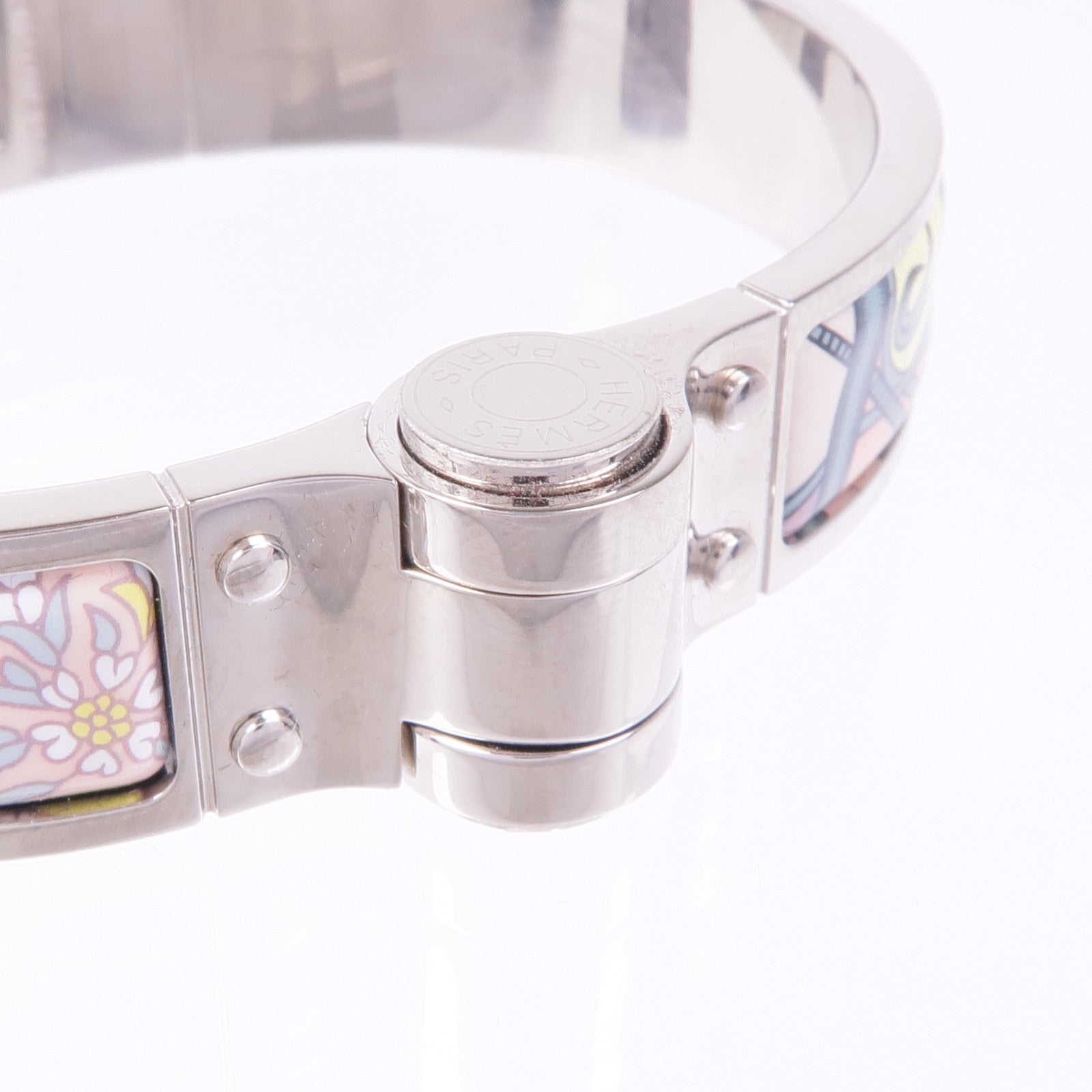 HERMES 金屬/琺瑯Hinged Bracelet銀扣手鐲