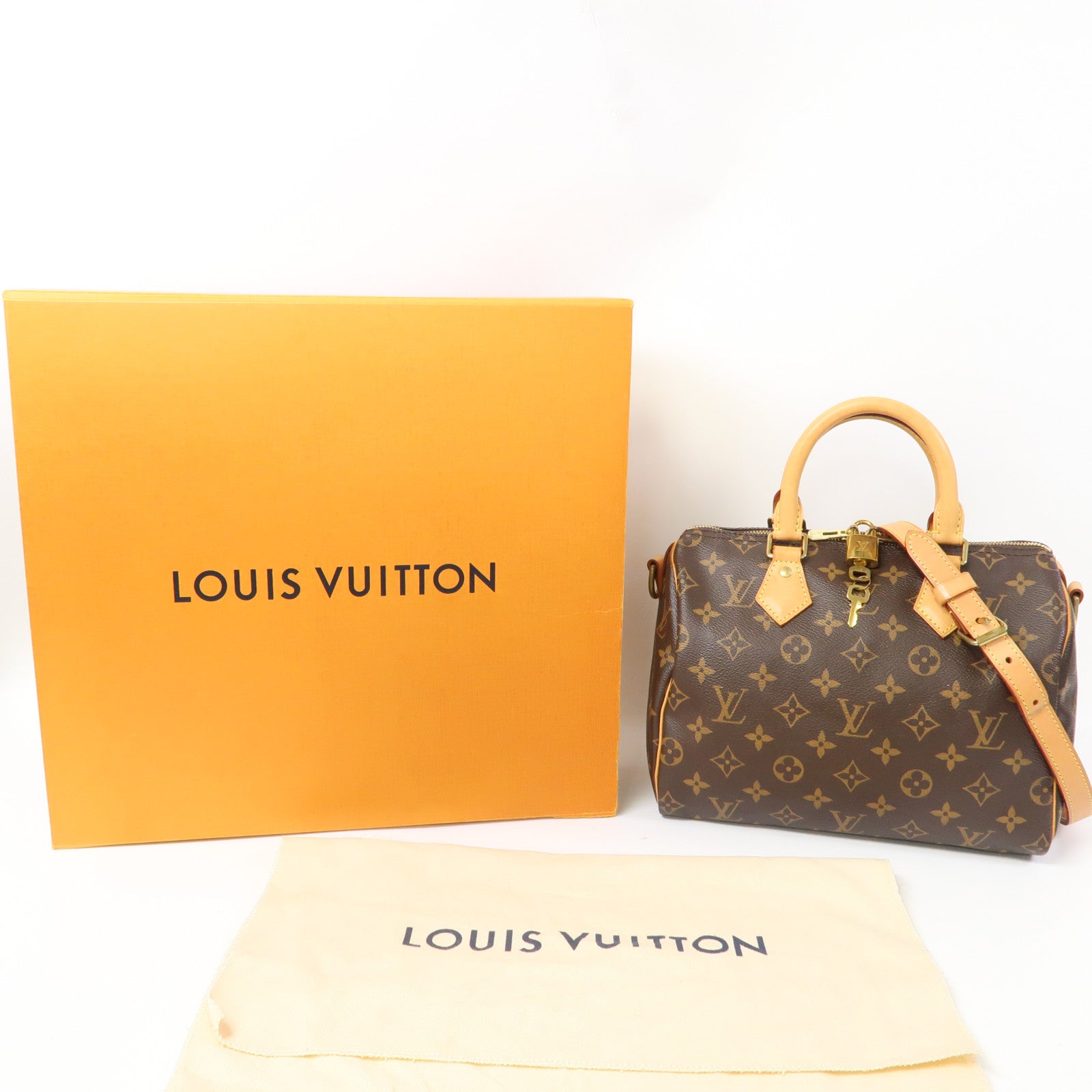 LOUIS VUITTON Monogram Speedy Bandouliere 25金扣肩背袋啡色