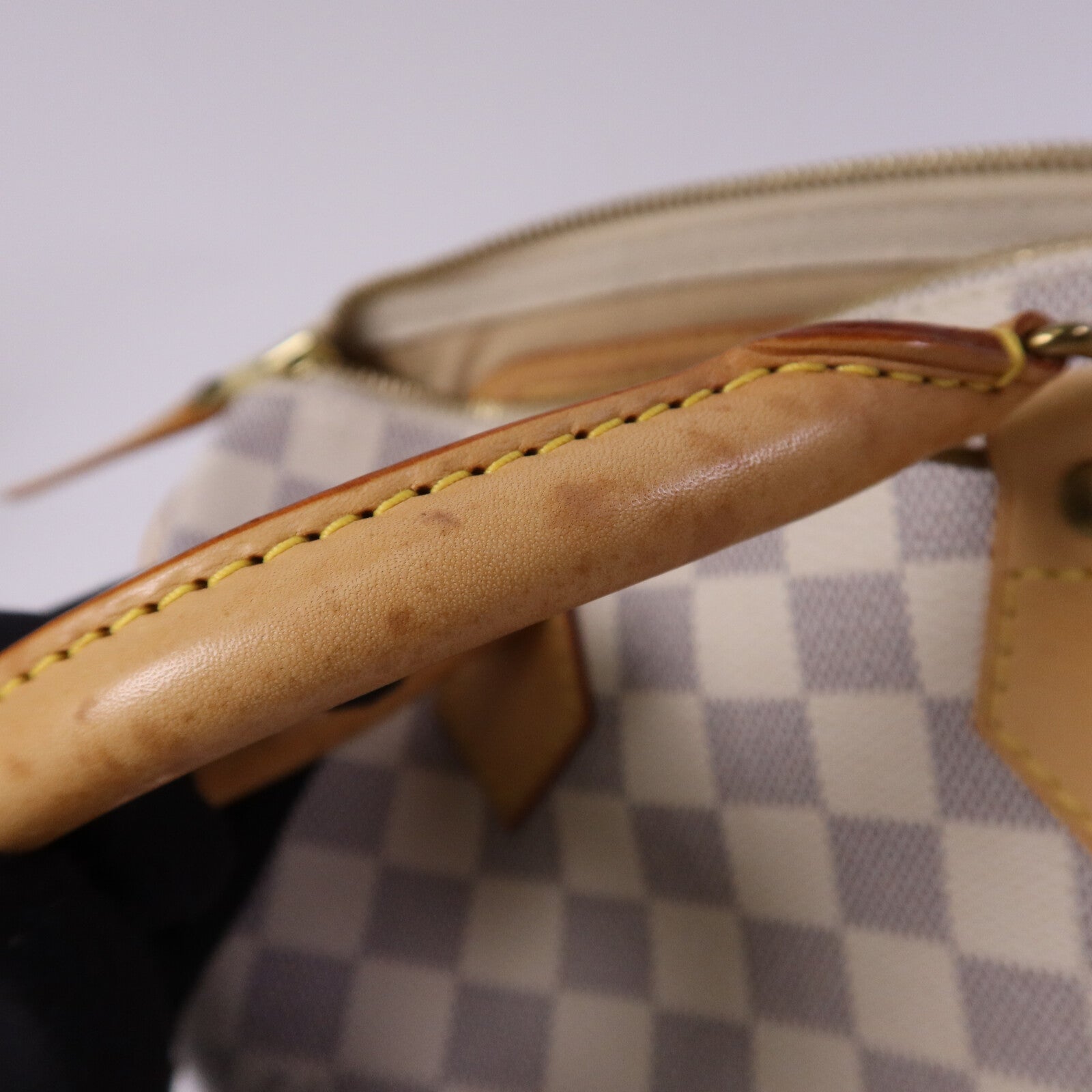LOUIS VUITTON Damier Azur Speedy 25金扣手挽袋