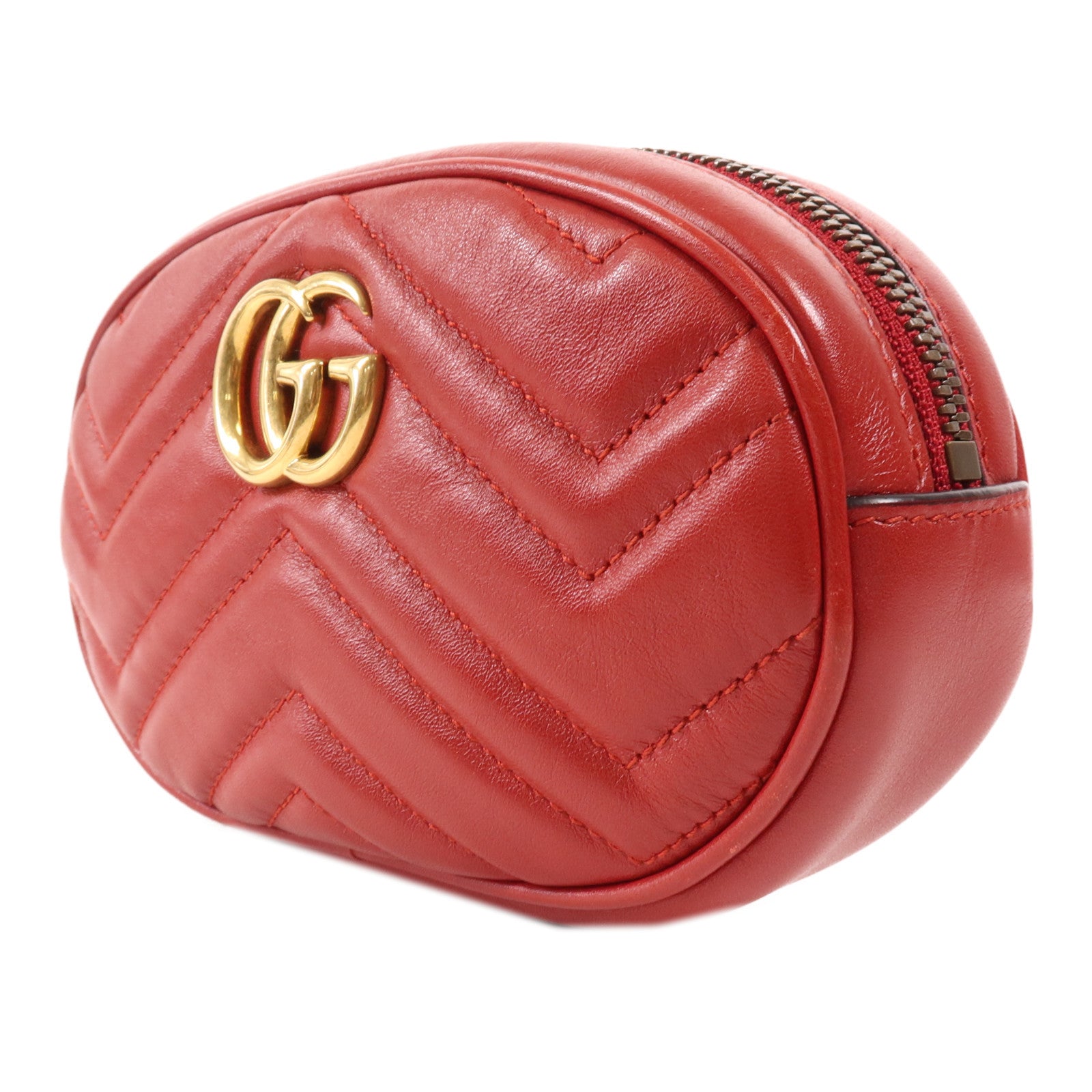 GUCCI 羊皮皮革GG Marmont金扣腰包