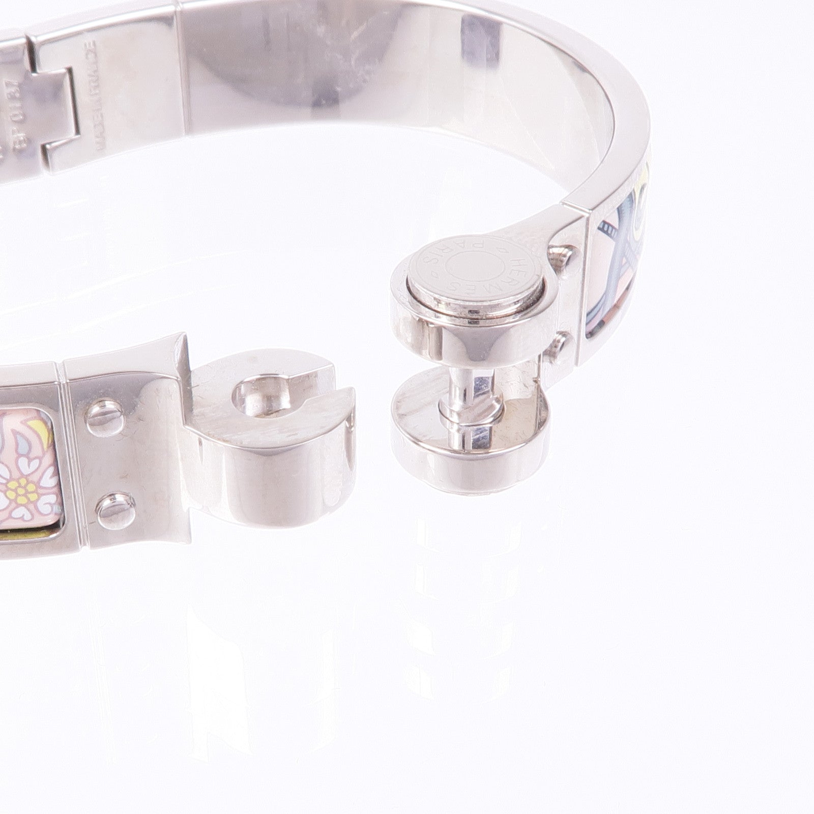 HERMES 金屬/琺瑯Hinged Bracelet銀扣手鐲