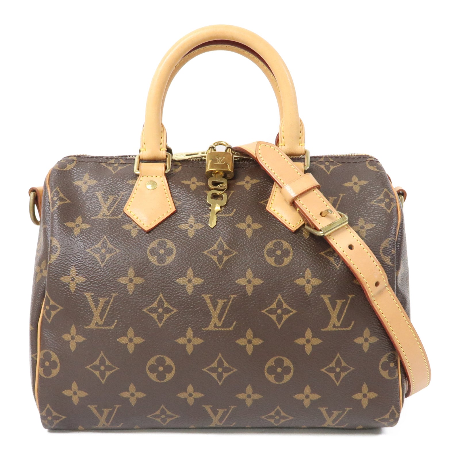 LOUIS VUITTON Monogram Speedy Bandouliere 25金扣肩背袋啡色