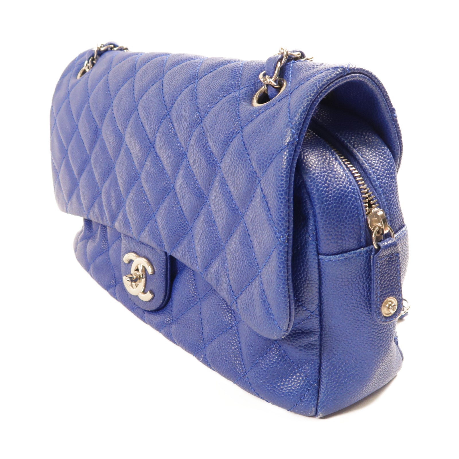 CHANEL 【激減優惠】牛皮皮革Easy Flap Jumbo Chain Shoulder銀扣鏈帶肩背袋