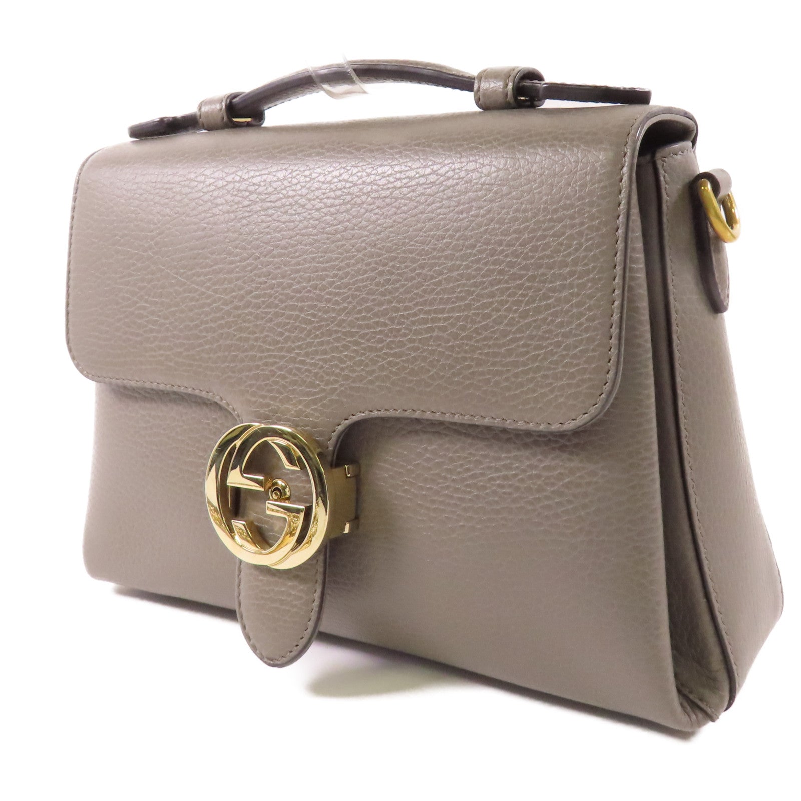 GUCCI GG GHW Interlock Chain 2 Way Bag 510302 CAO0G Leather Grey