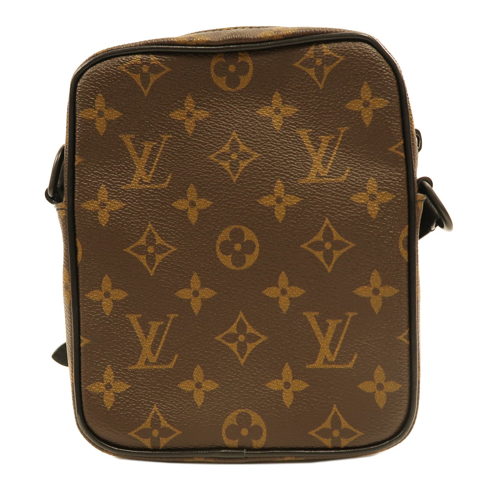 LOUIS VUITTON Monogram Christopher銀扣肩背袋黑色/啡色