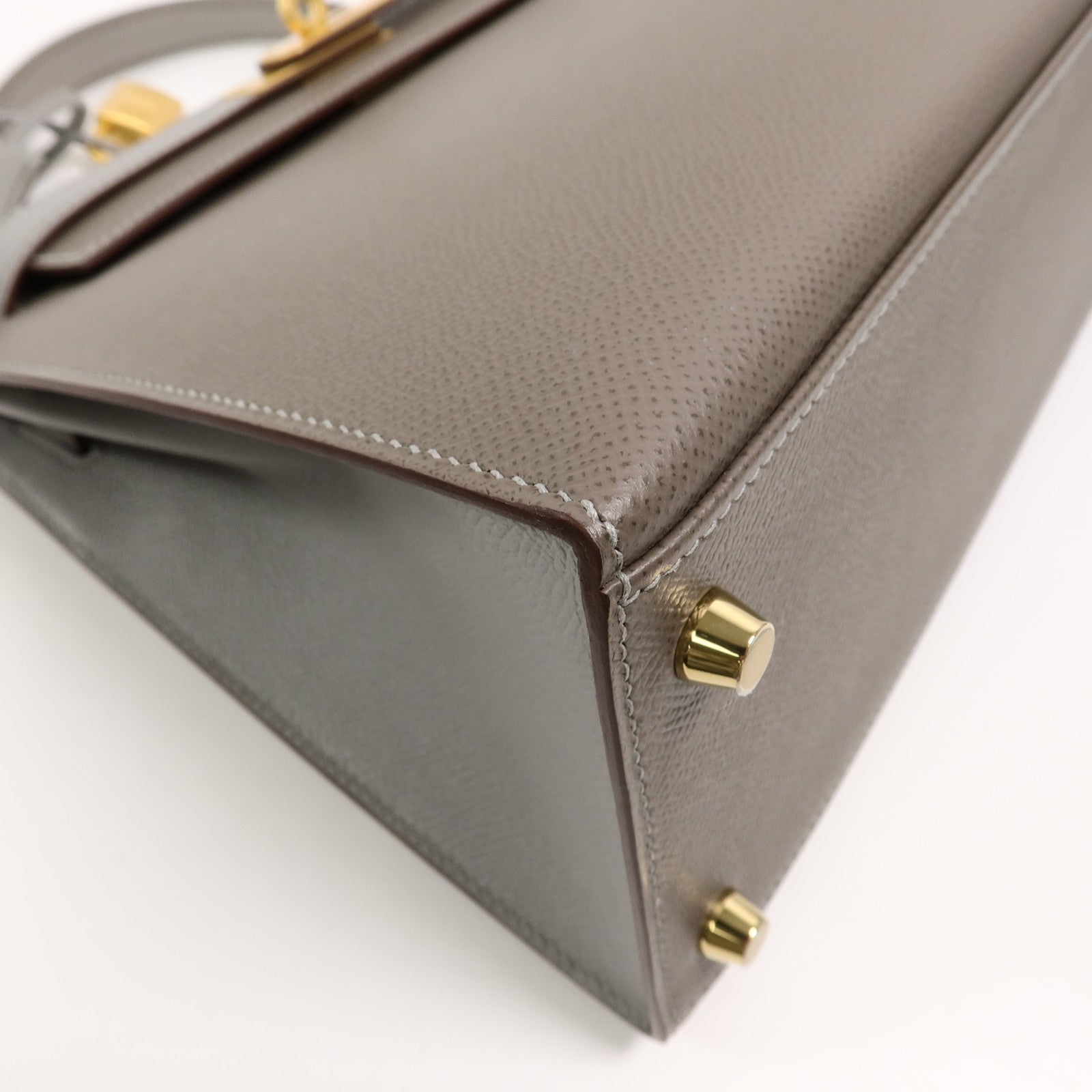 HERMES Epsom皮革Kelly 28 SPO手挽肩背兩用袋Etoupe/Gris Mouette