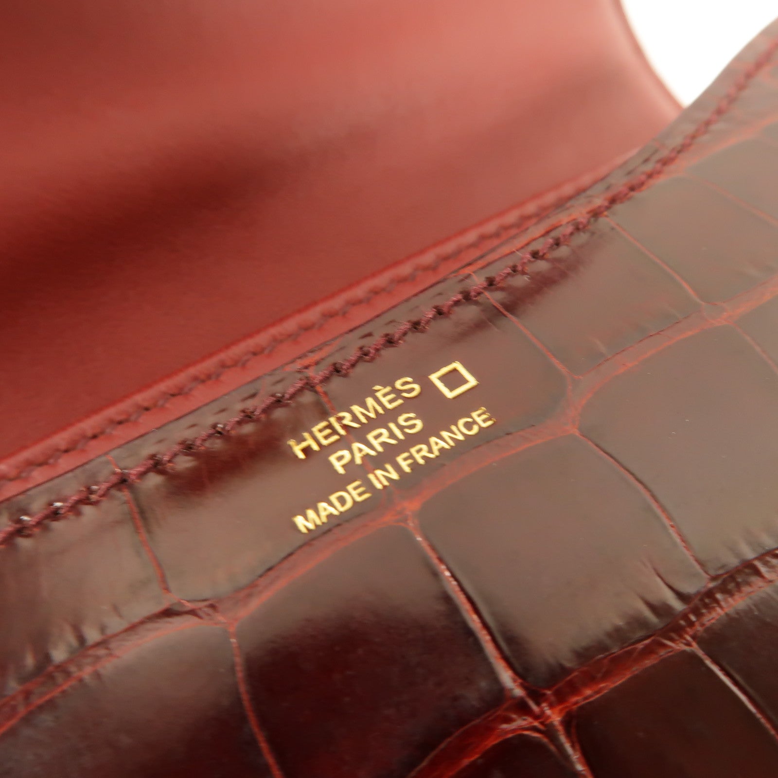 HERMES 鱷魚/蜥蜴皮革Constance Mini肩背袋Bourgogne/Rouge Move