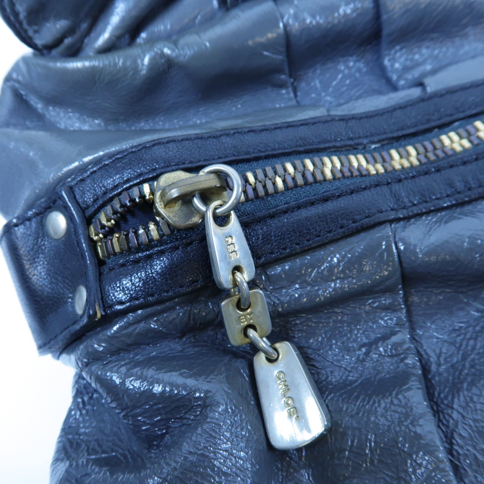 SEE BY CHLOE 【激減優惠】漆皮皮革2 Way Shoulder Bag金扣手挽肩背兩用袋灰色