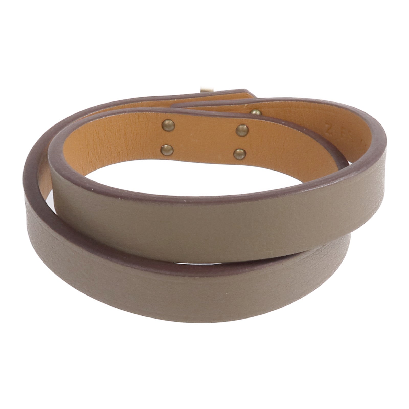HERMES Swift皮革Kelly Double Tour Bracelet金扣手鏈Etain