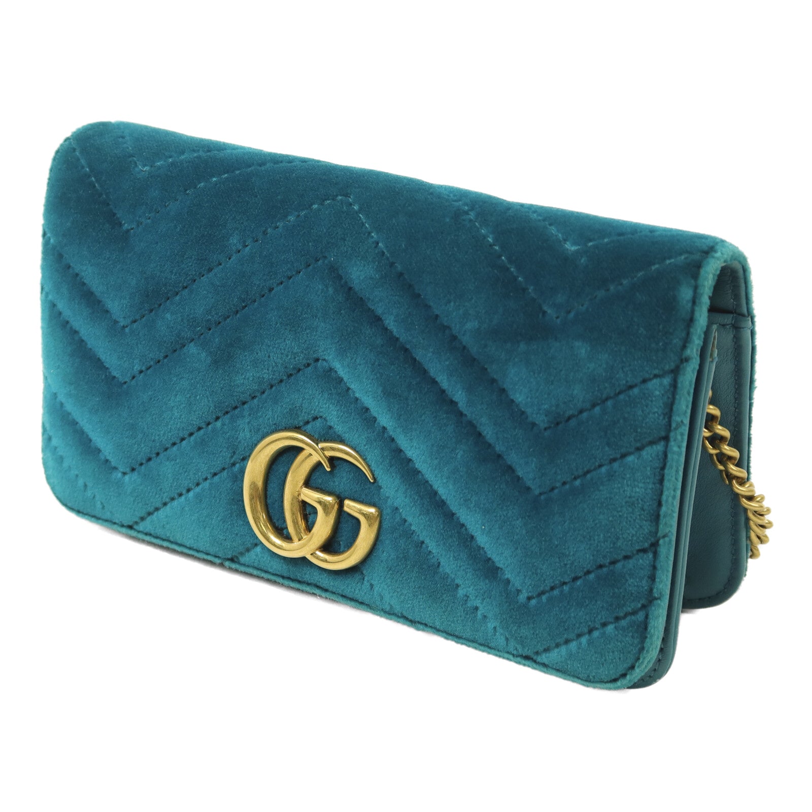 GUCCI 【激減優惠】絨布GG Marmont鏈帶肩背袋