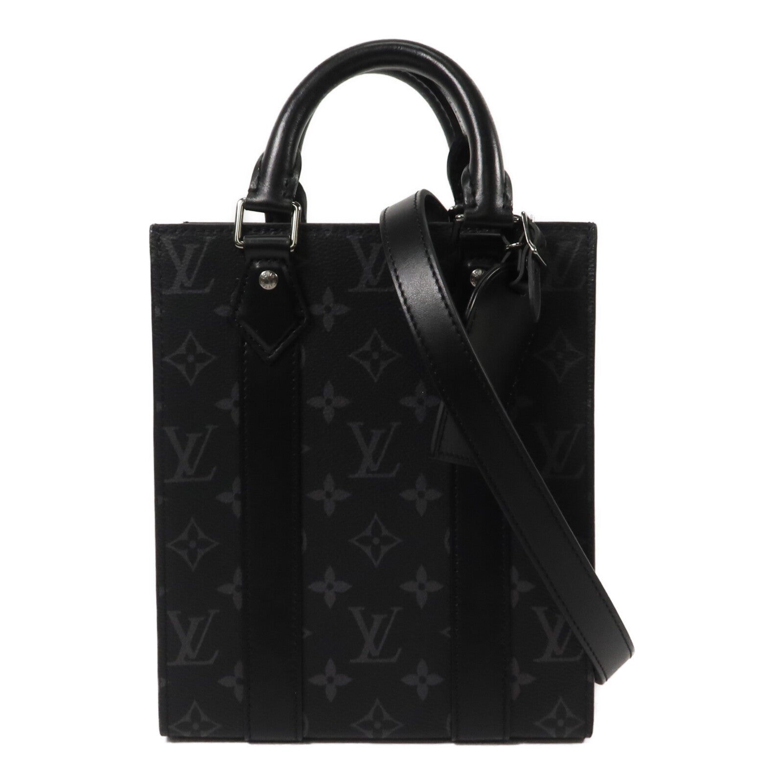 LOUIS VUITTON Monogram Eclipse Sac Plat Mini手挽肩背兩用袋