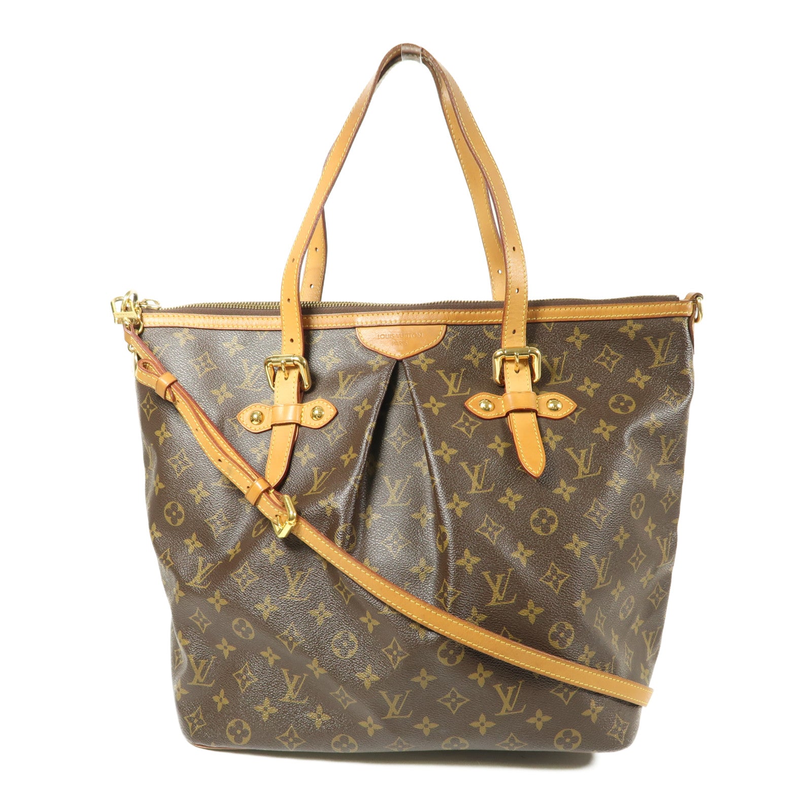 LOUIS VUITTON Monogram Palermo GM金扣手挽肩背兩用袋棕色