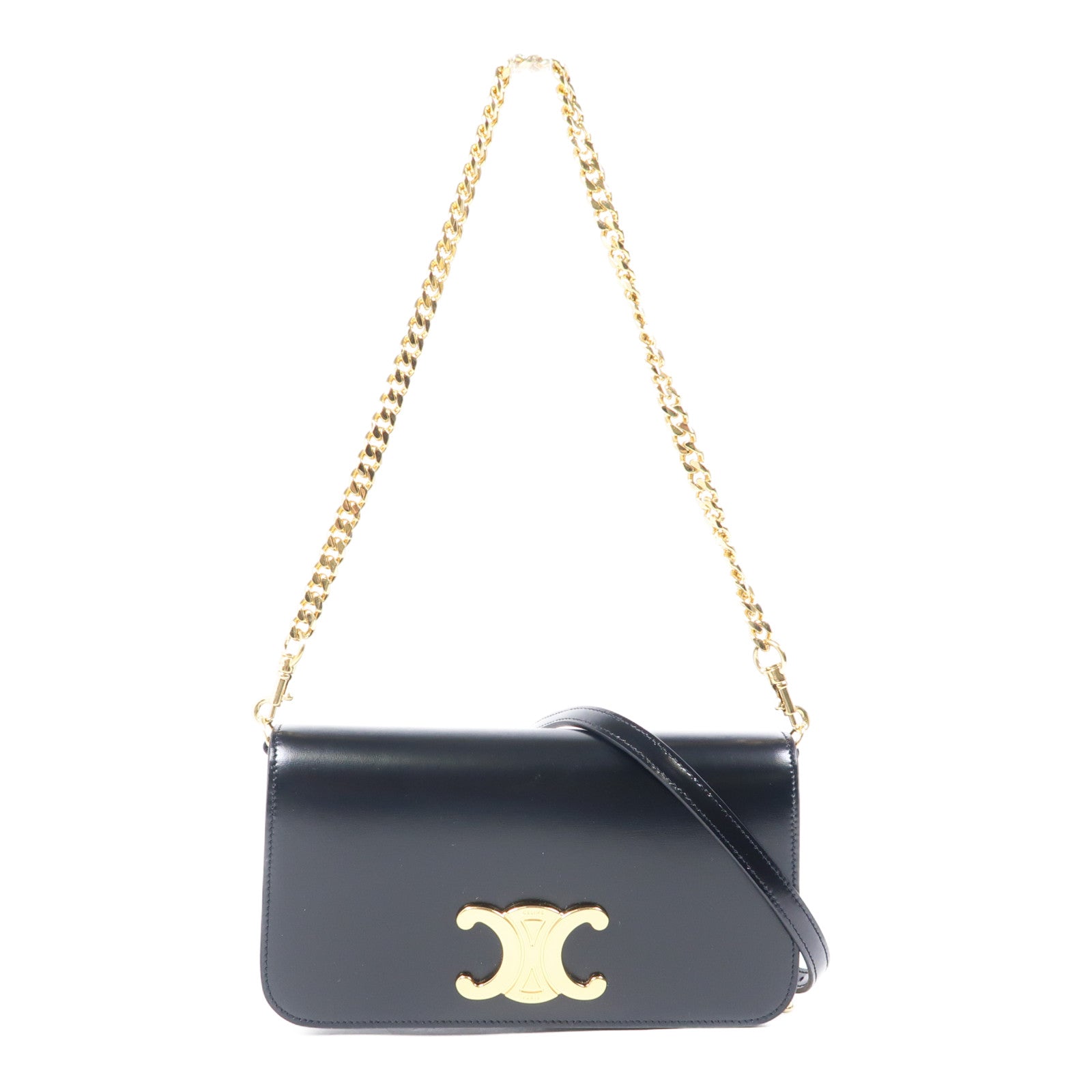 CELINE 牛皮皮革Claude金扣鏈帶肩背袋
