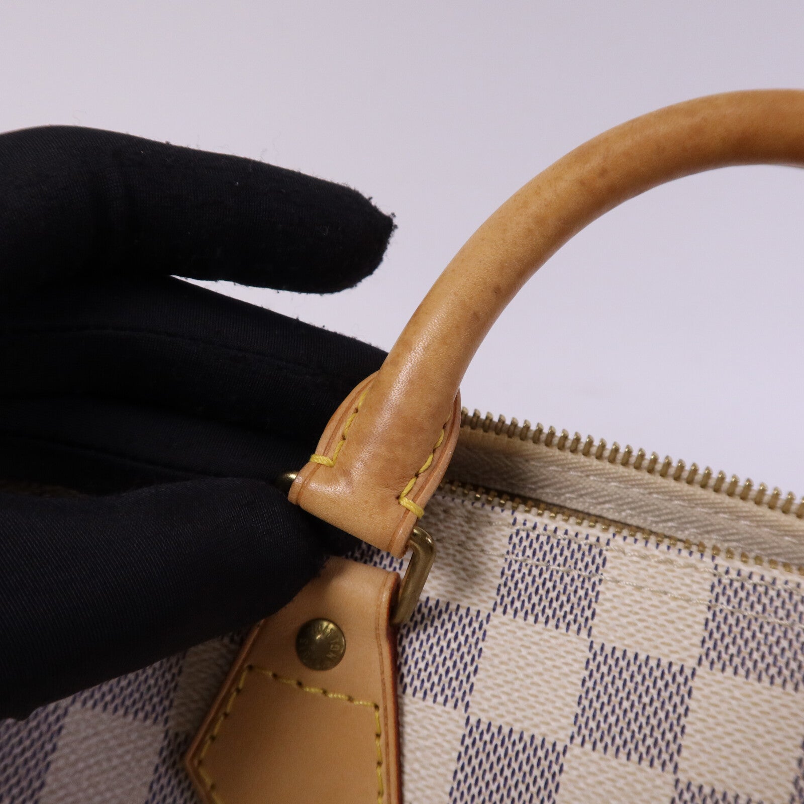 LOUIS VUITTON Damier Azur Speedy 25金扣手挽袋