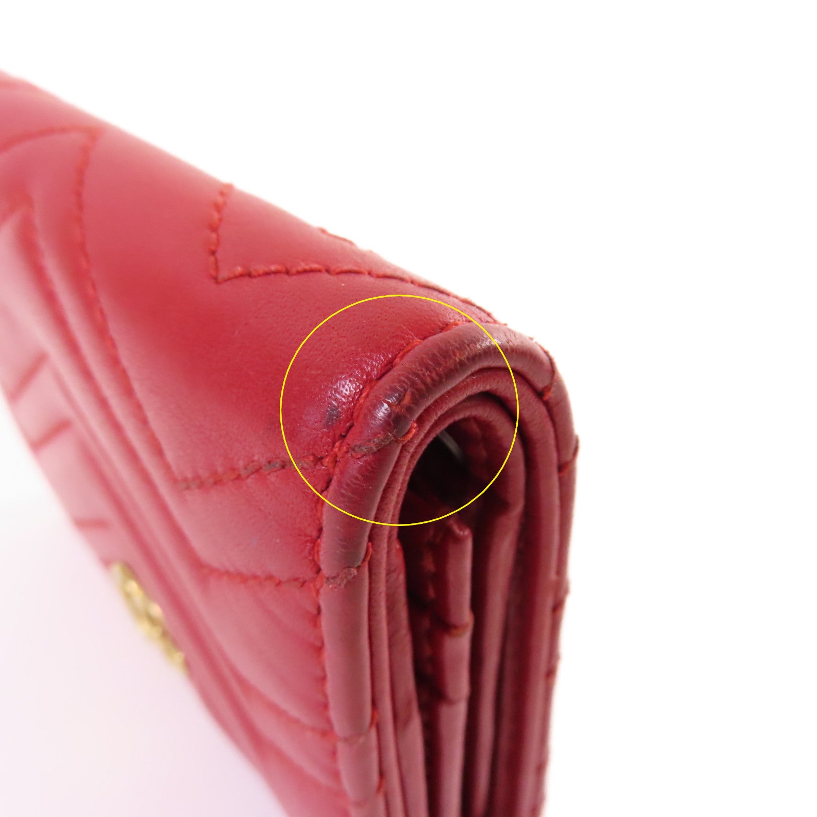 GUCCI 【激減優惠】牛皮皮革GG Marmont bi-fold Mini Wallet金扣短錢包紅色