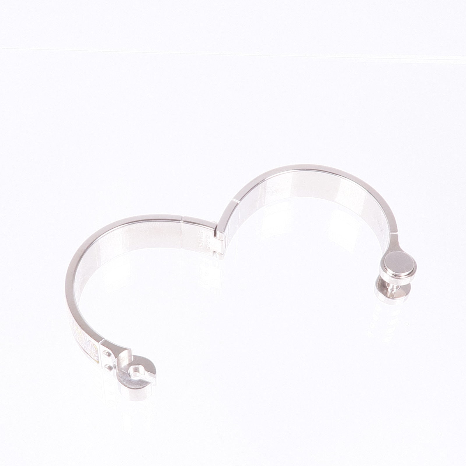 HERMES 金屬/琺瑯Hinged Bracelet銀扣手鐲