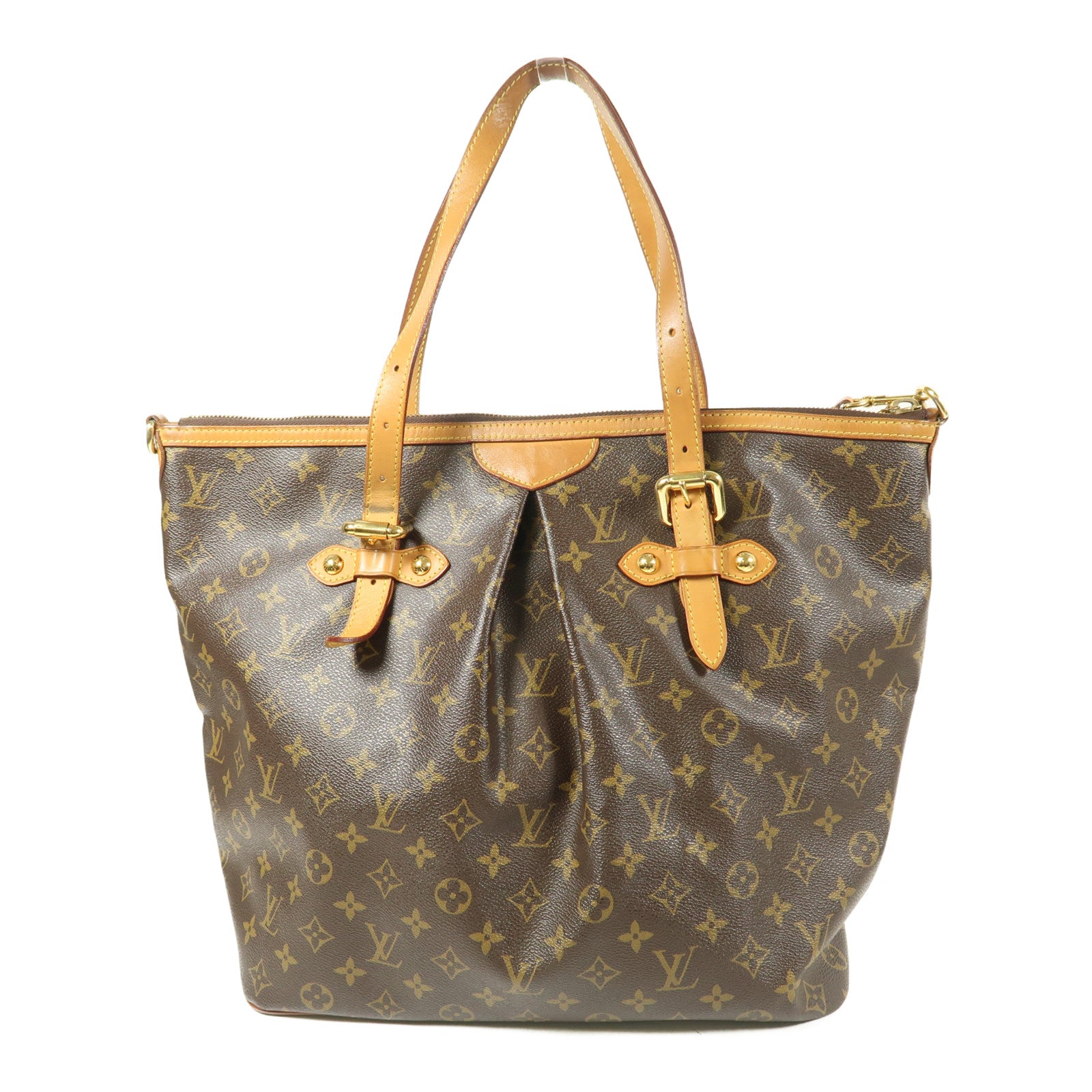 LOUIS VUITTON Monogram Palermo GM金扣手挽肩背兩用袋棕色