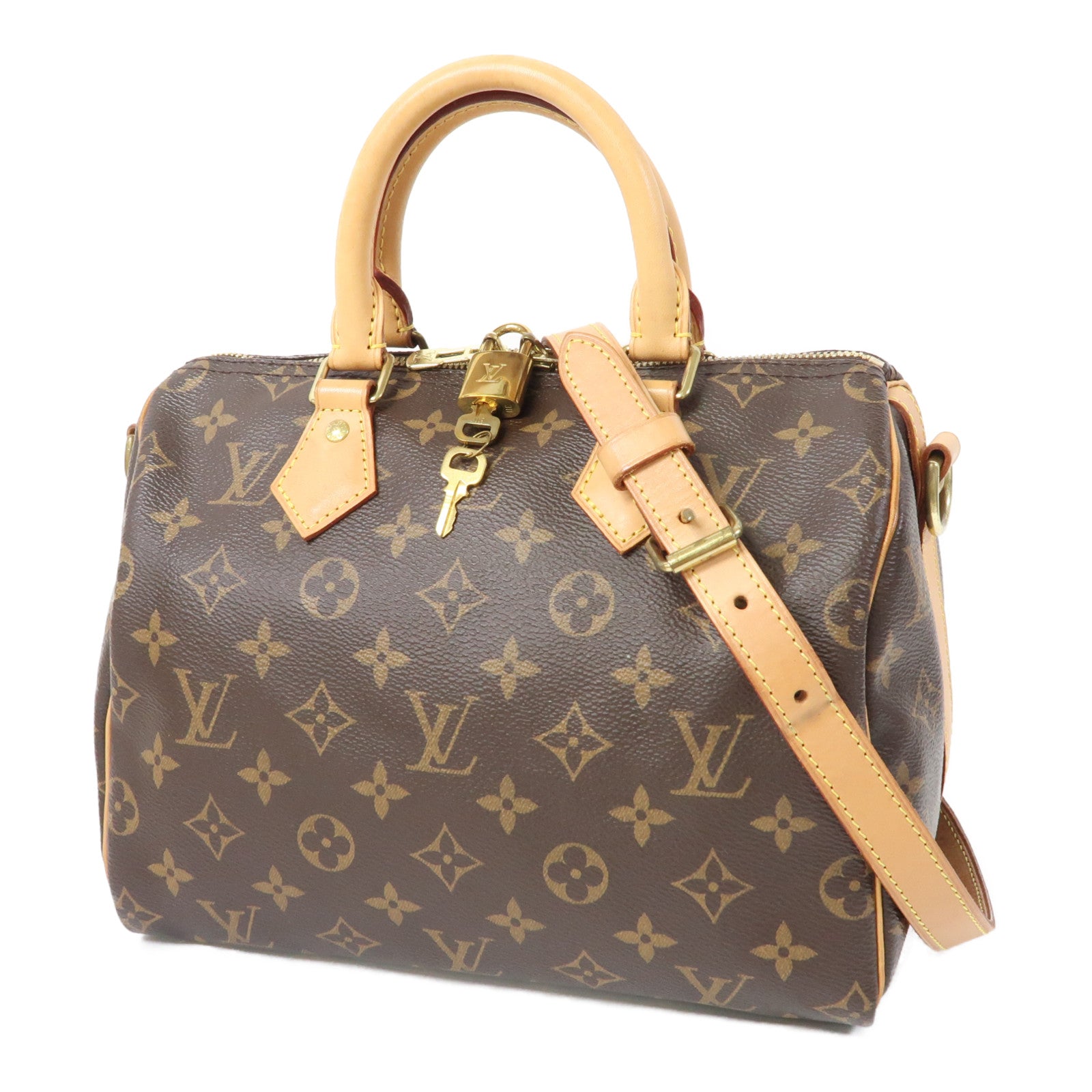 LOUIS VUITTON Monogram Speedy Bandouliere 25金扣肩背袋啡色