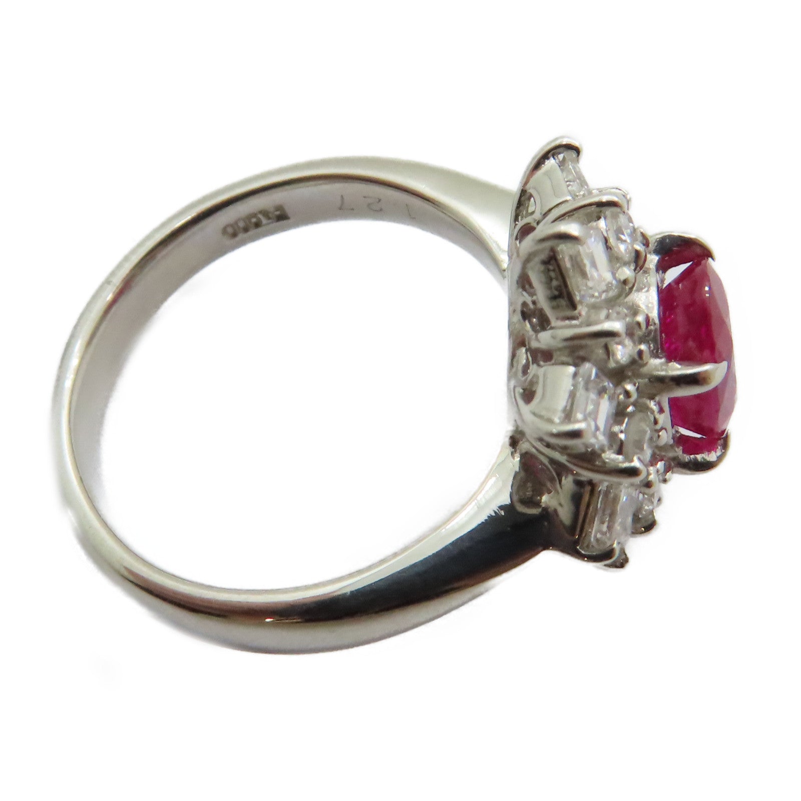 JEWELRY 【激減優惠】PT900鉑金Ruby Diamond Ring 1.27ct紅寶石/0.75ct鑽石戒指US#5.75
