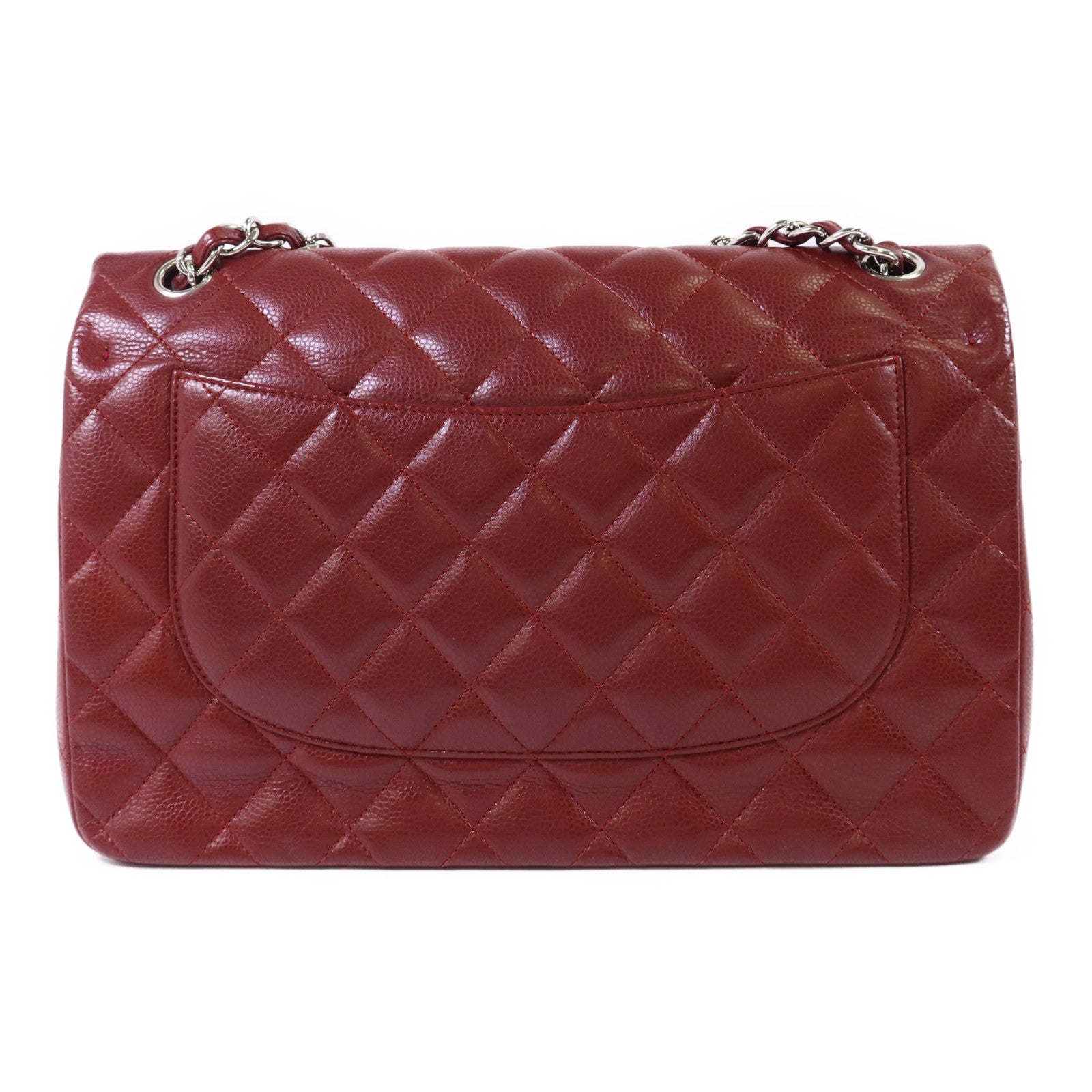 CHANEL 牛皮皮革Large Classic銀扣鏈帶肩背袋