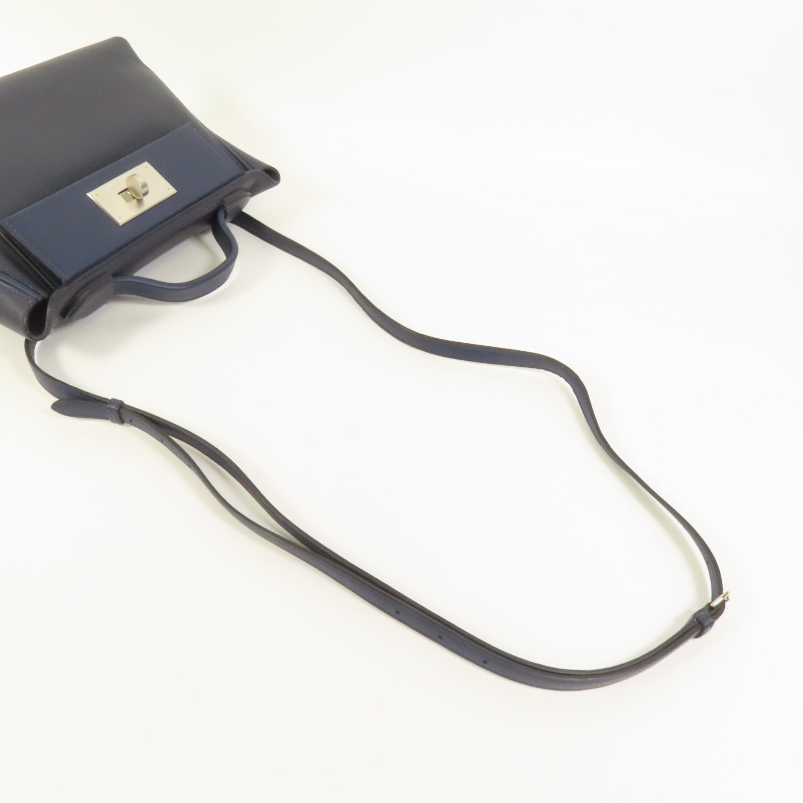 HERMES Clemence皮革24/24 Mini手挽肩背兩用袋Bleu Nuit