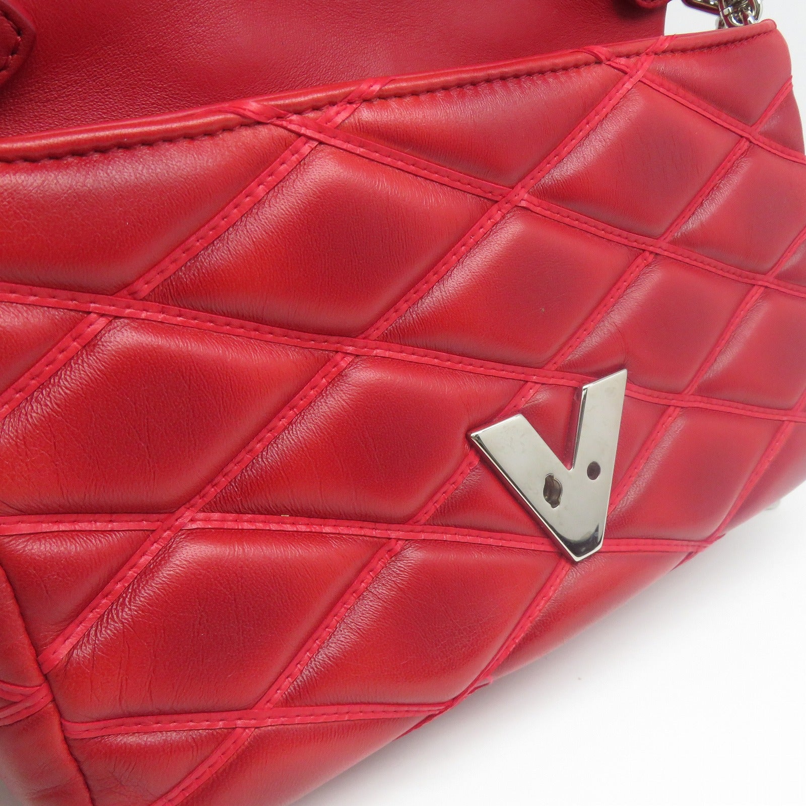 LOUIS VUITTON **【清倉大減價】Malletage Go-14 PM銀扣鏈帶肩背袋紅色