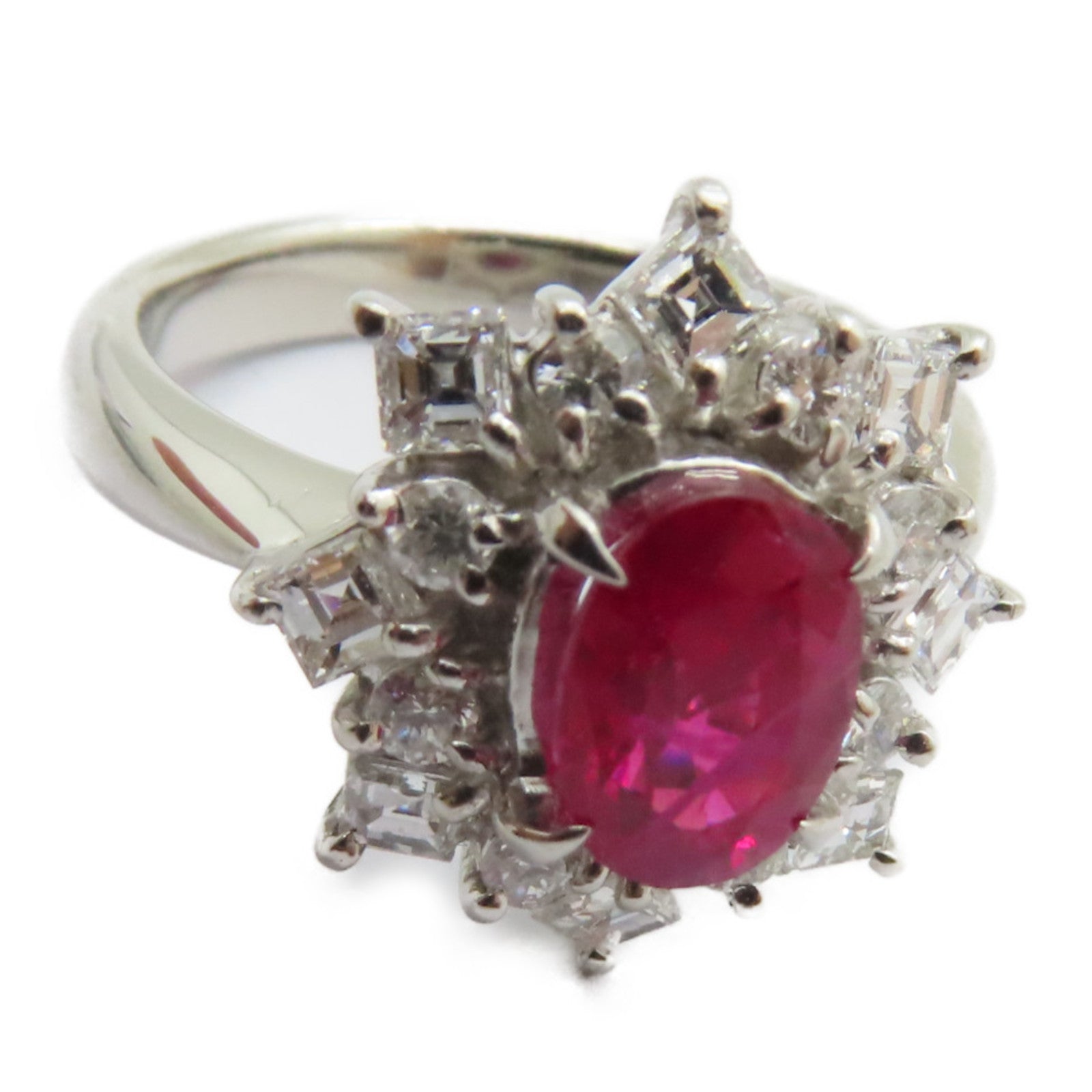 JEWELRY 【激減優惠】PT900鉑金Ruby Diamond Ring 1.27ct紅寶石/0.75ct鑽石戒指US#5.75