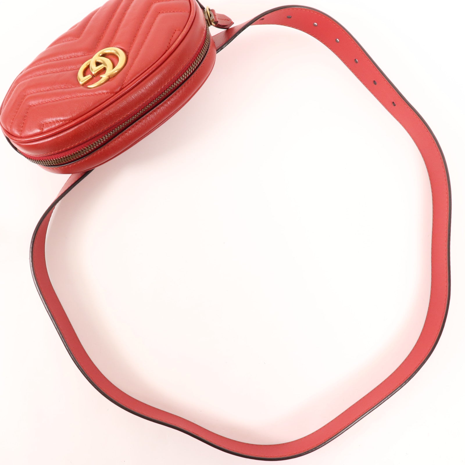 GUCCI 羊皮皮革GG Marmont金扣腰包