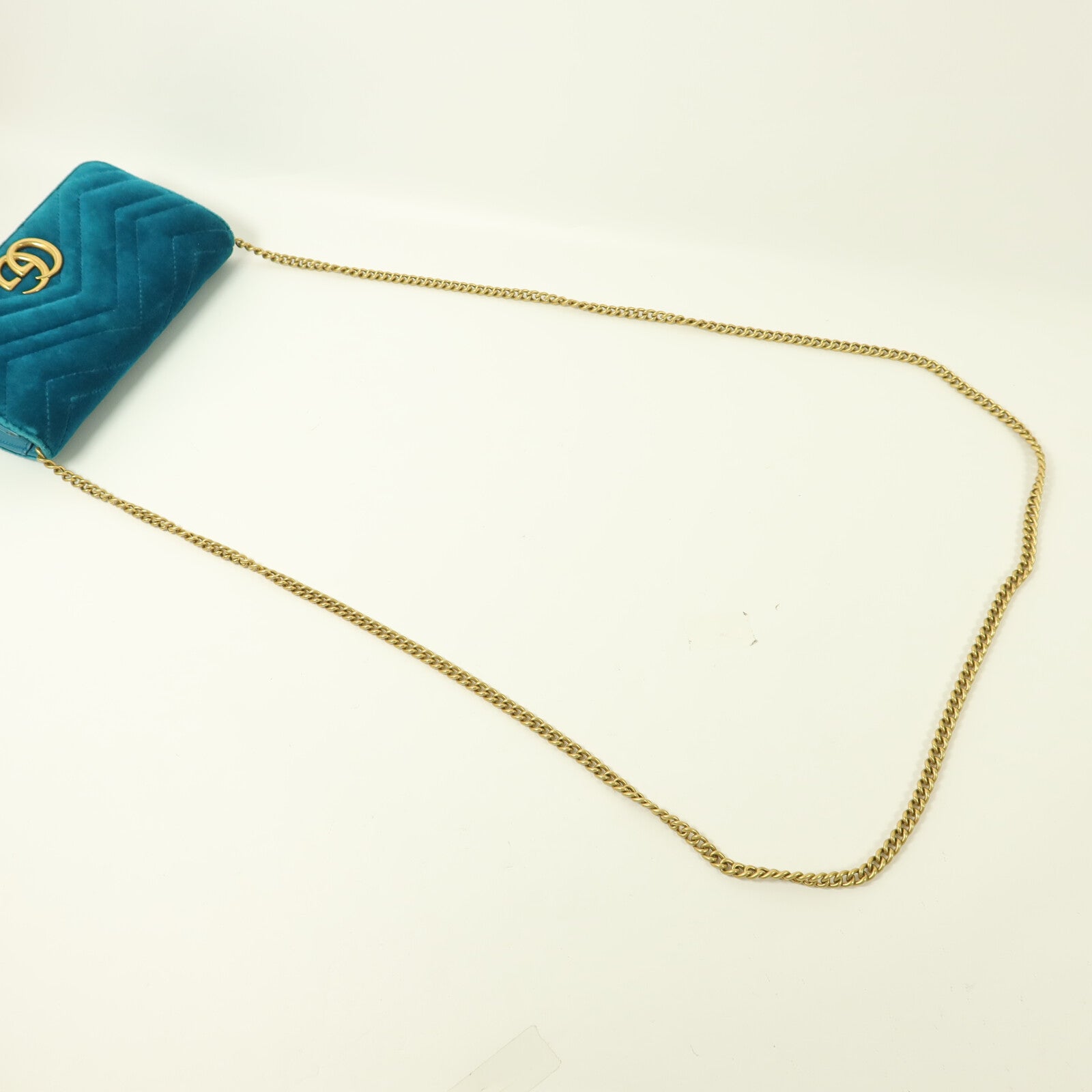 GUCCI 【激減優惠】絨布GG Marmont鏈帶肩背袋