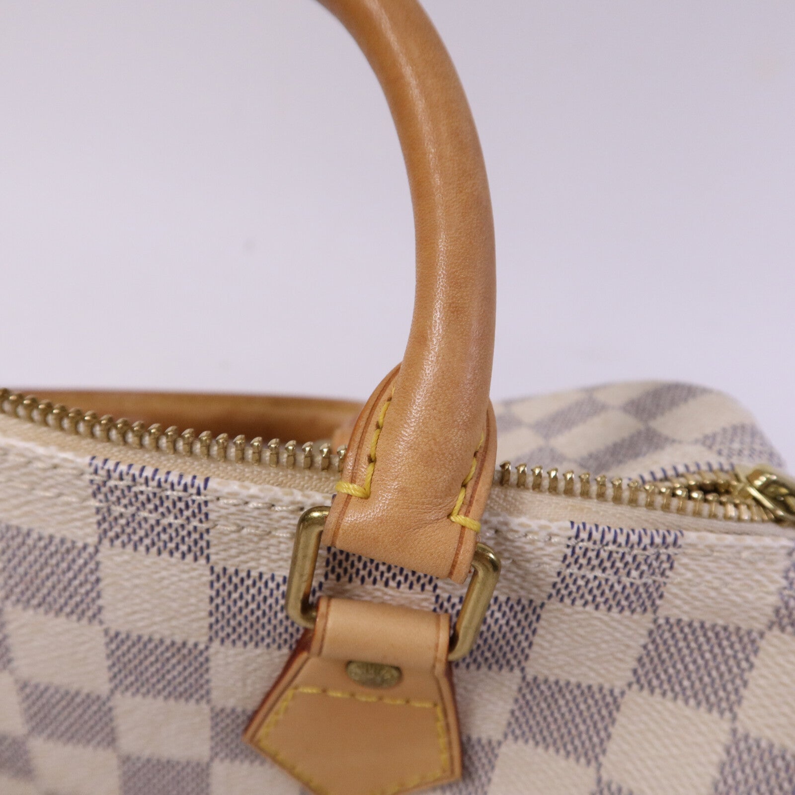 LOUIS VUITTON Damier Azur Speedy 25金扣手挽袋